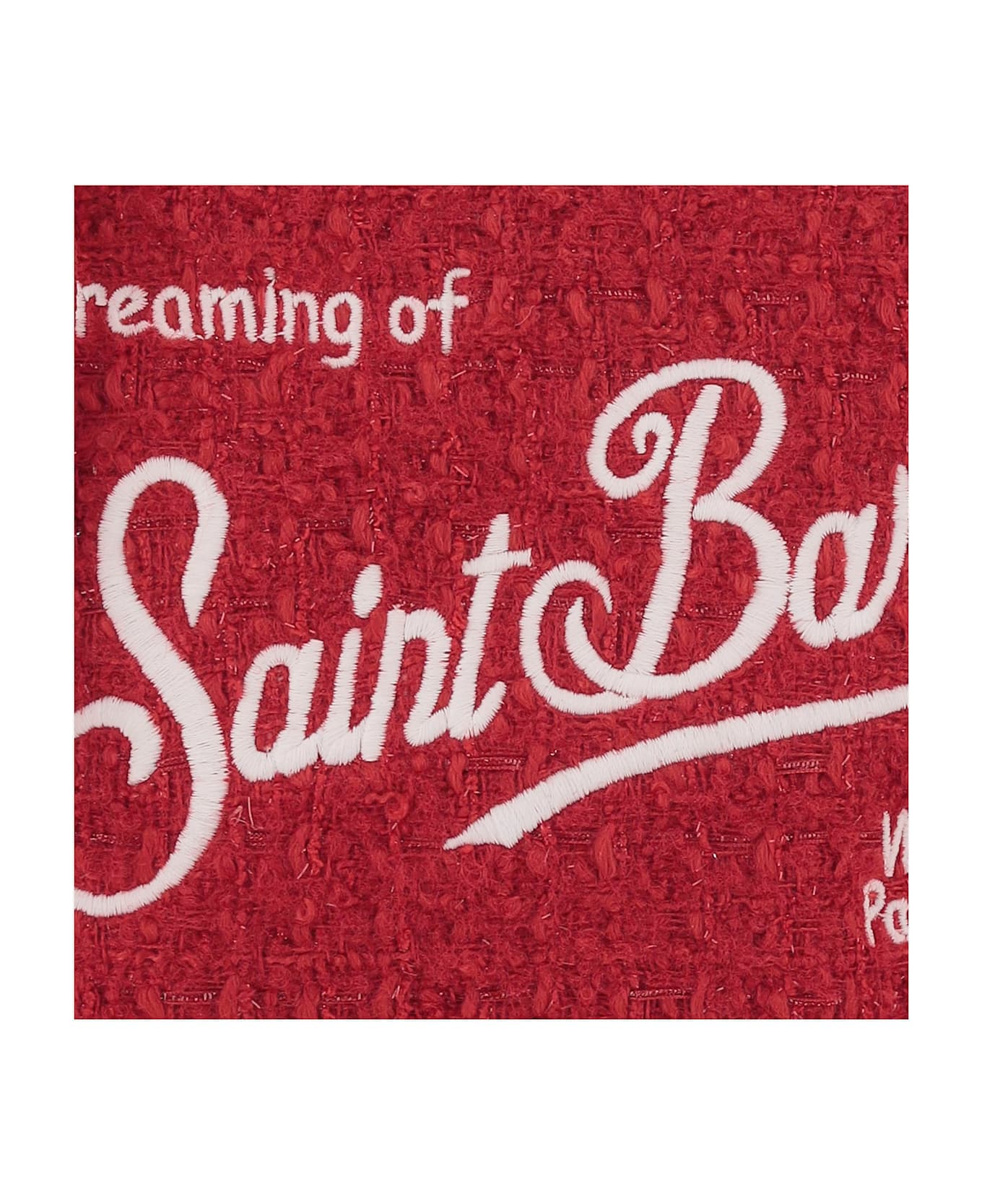 MC2 Saint Barth Aline Tweed Clutch Bag With Logo - Red