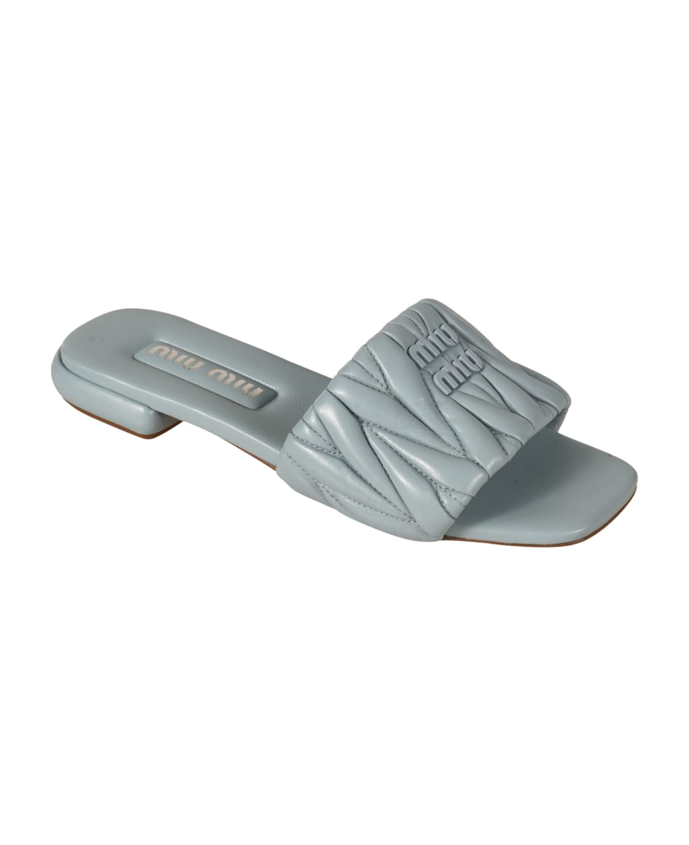 Miu Miu Matelassé 5 Flat Sandals - Cielo