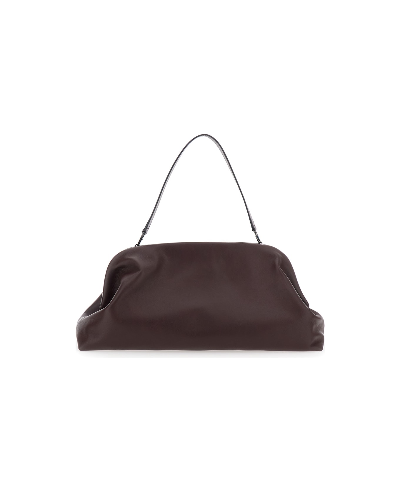 Alberta Ferretti Brown Handbag With Removable Handle And Clasp Closure In Leather Woman - Brown