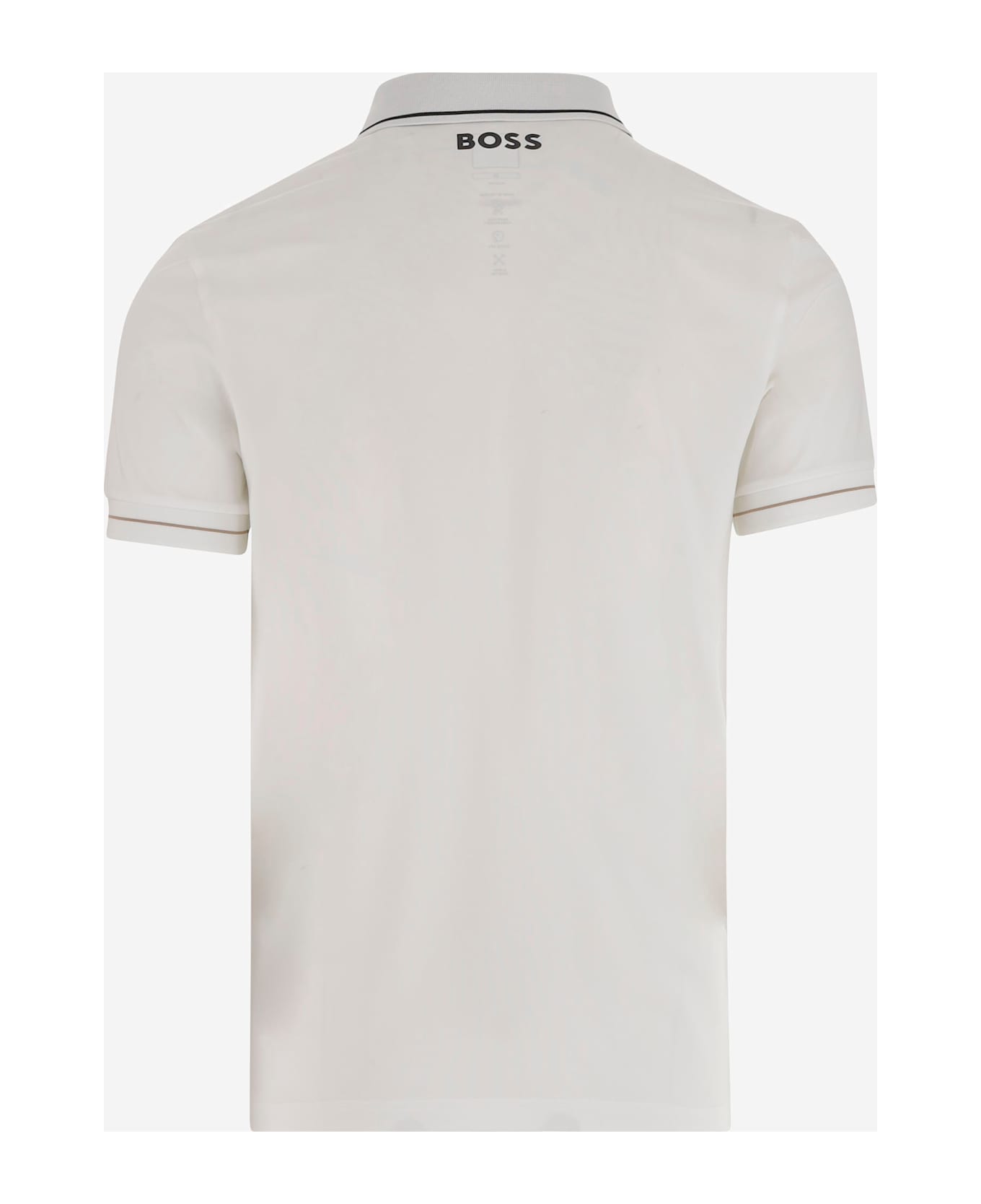 Hugo Boss Stretch Fabric Polo Shirt With Logo - White