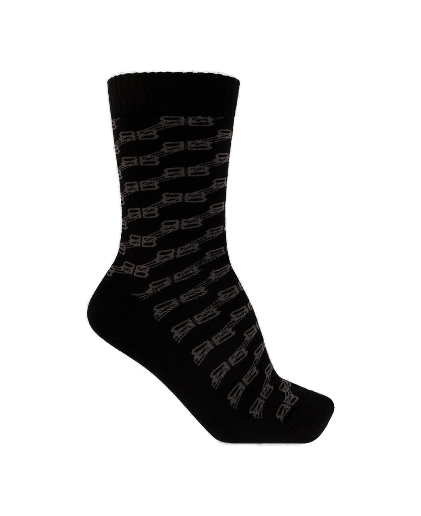 Balenciaga Logo Monogram Socks - Black