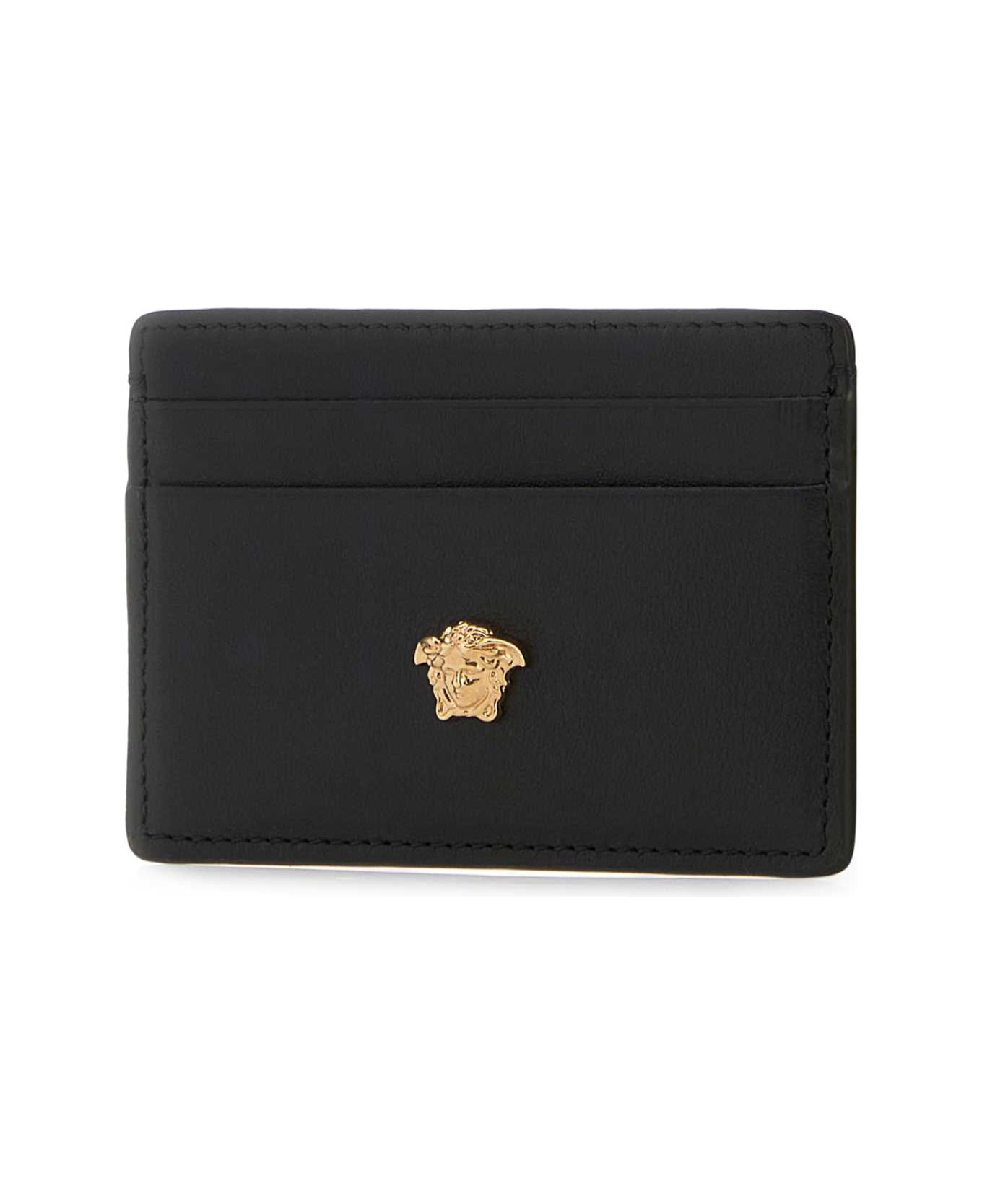 Versace Black Leather La Medusa Card Holder - BLACKVERSACEGOLD
