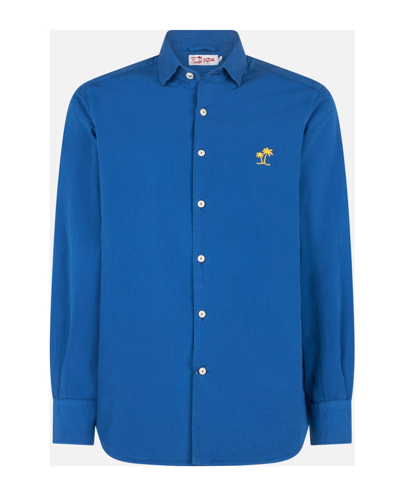 MC2 Saint Barth Man Seersucker Pamplona Shirt - BLUE シャツ