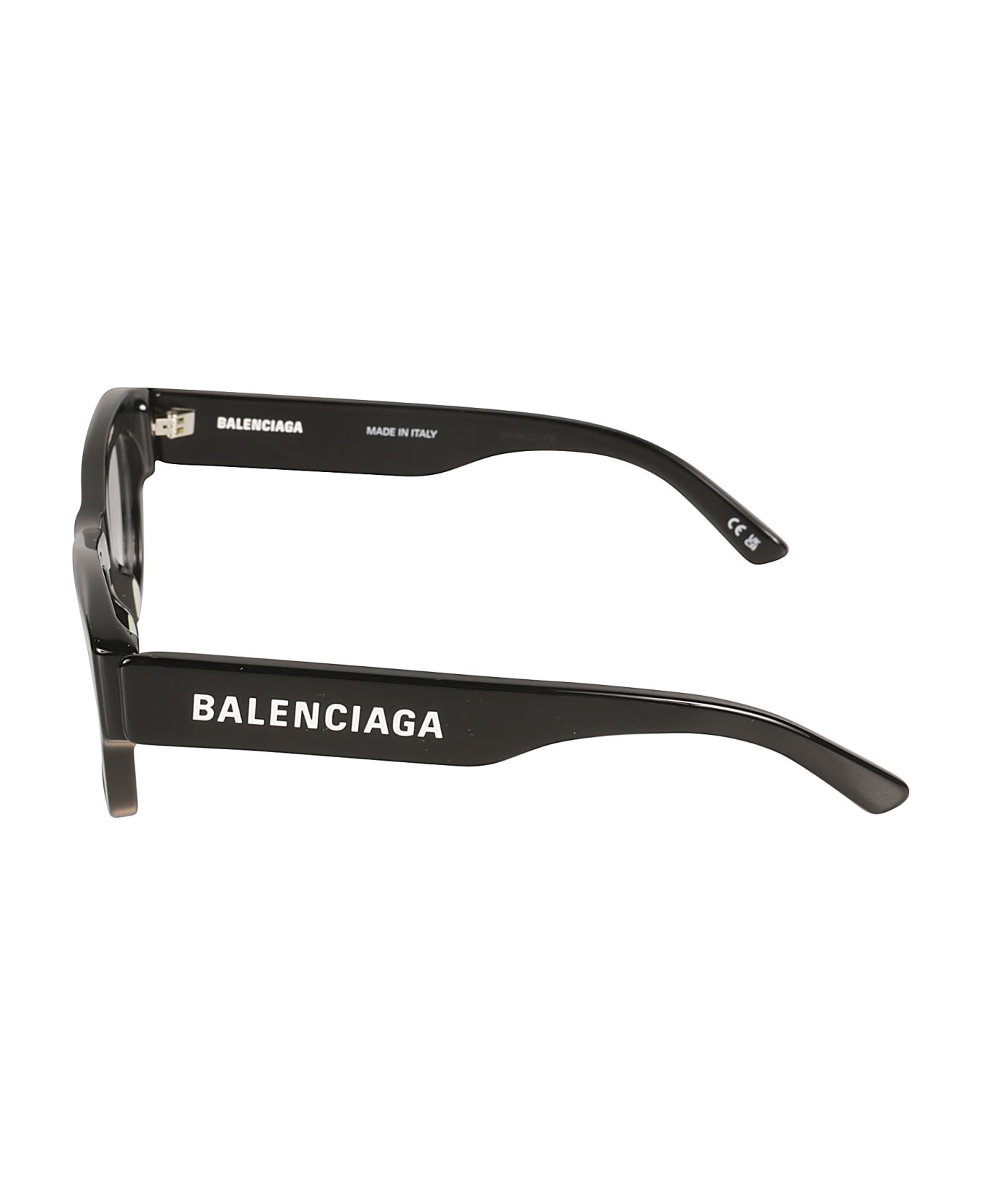 Balenciaga Eyewear Logo Sided Square Frame Glasses - Black/Transparent アイウェア