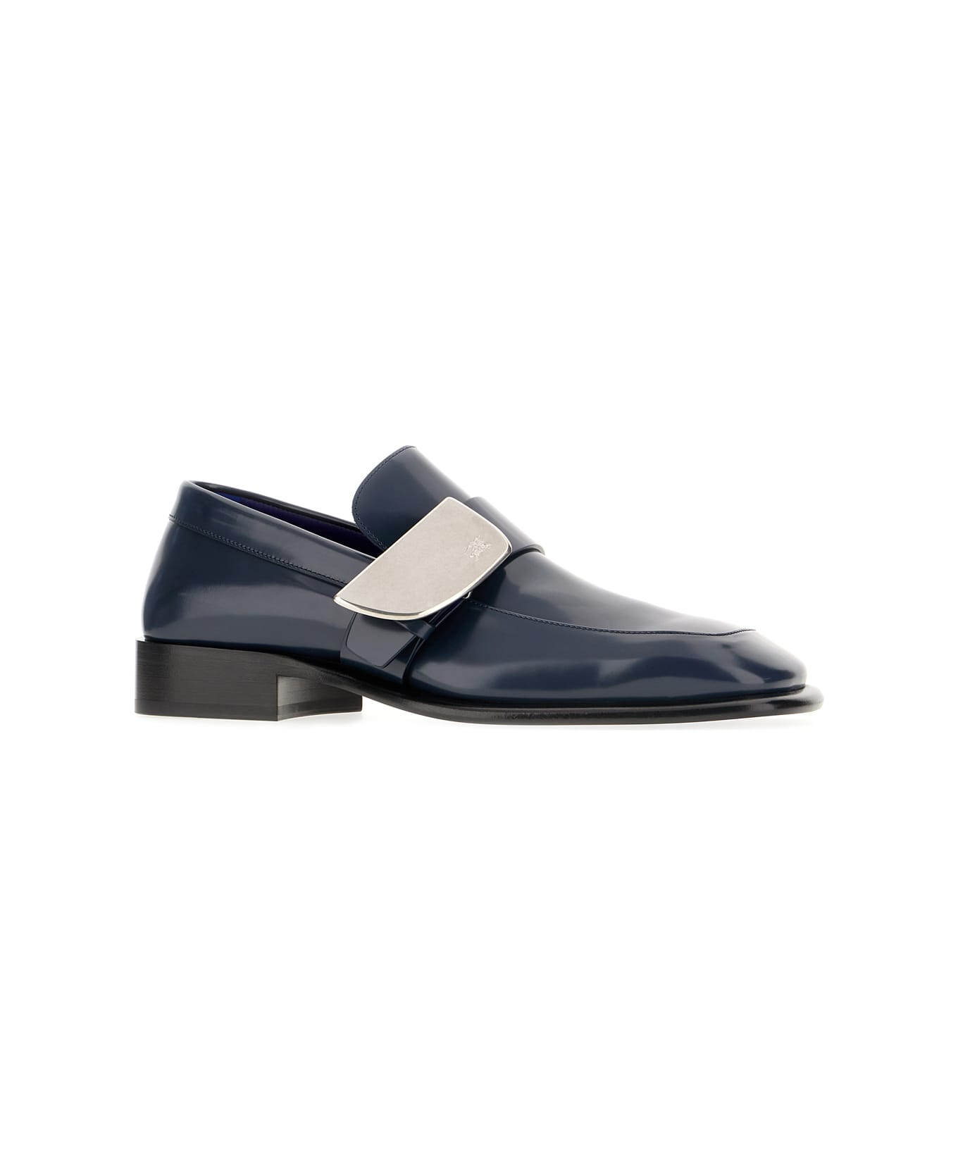 Burberry Blue Leather Shield Loafers - LAKE