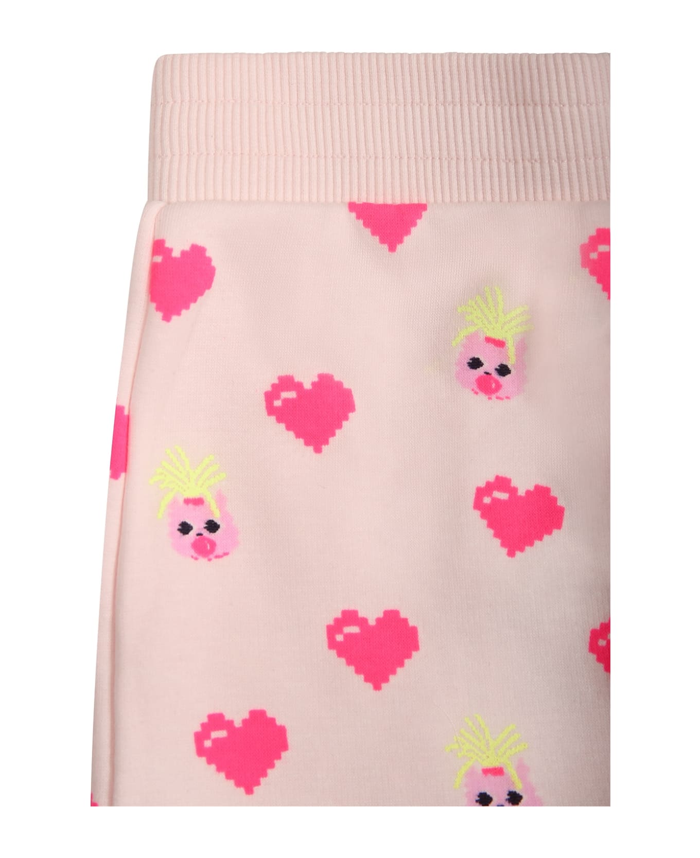 Billieblush Pink Trousers For Baby Girl With Herats And Llama - Pink