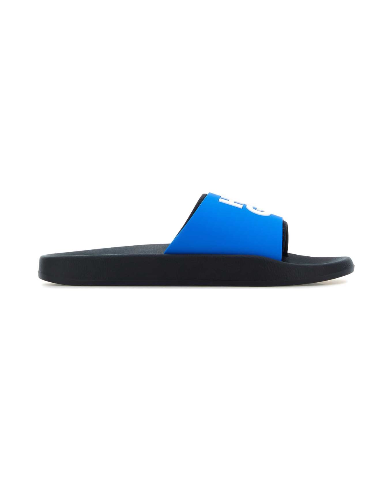 Hugo Boss Light Blue Rubber Nil Slippers - MEDIUMBLUE