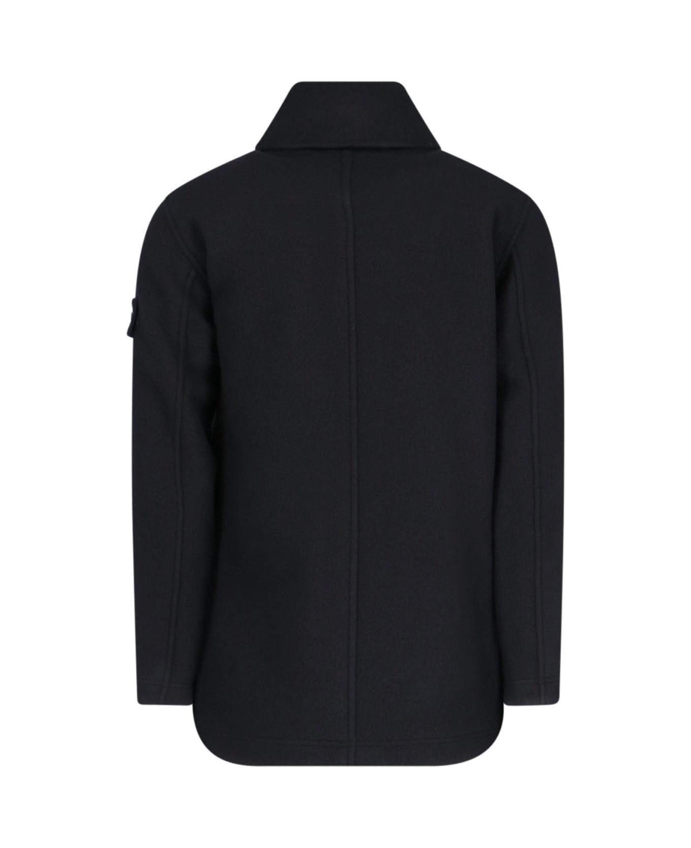 Stone Island Ghost Double-breasted Coat - Black