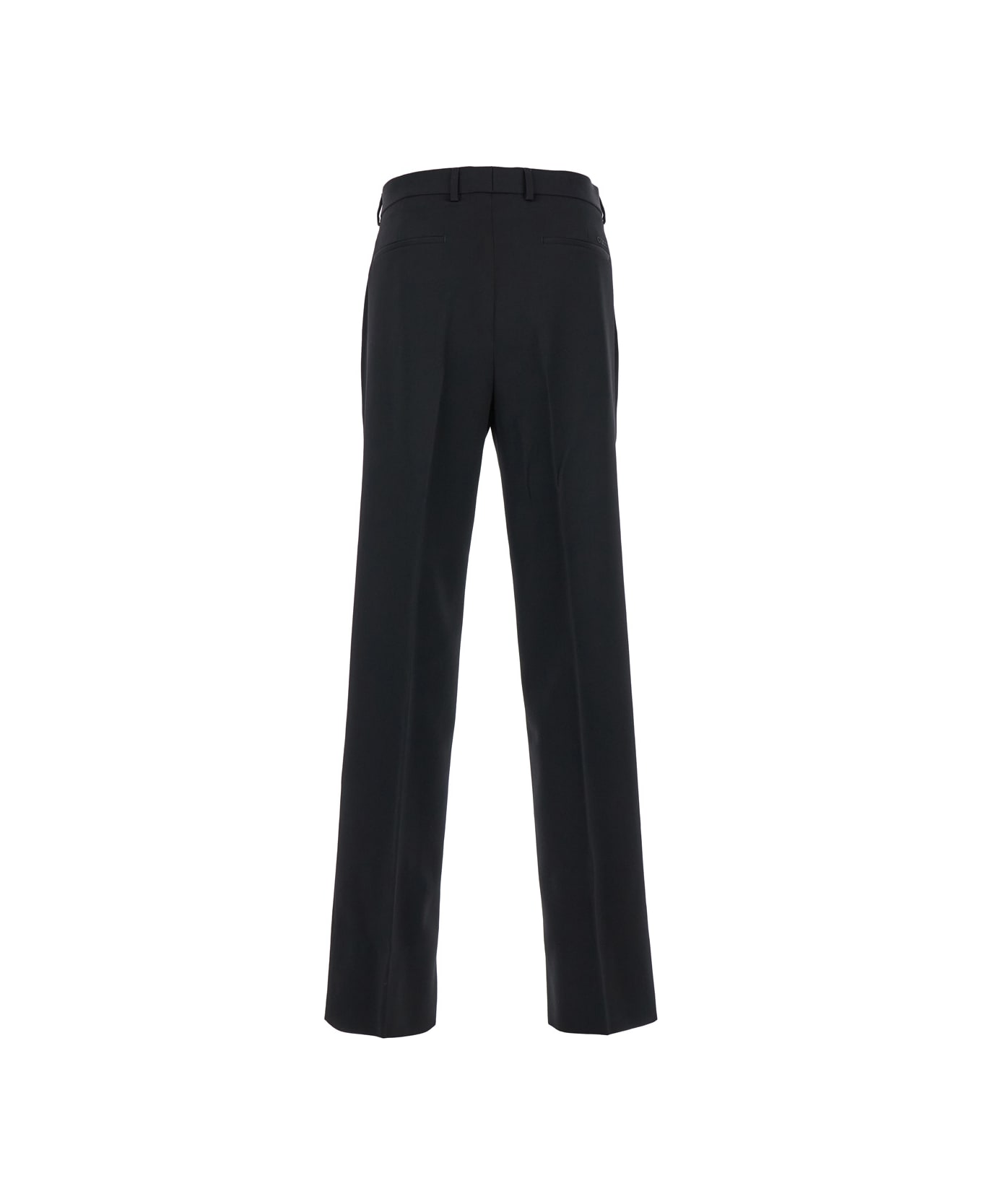 Gucci Black Straight Pants With Tonal Logo Lettering In Wool Man - Black