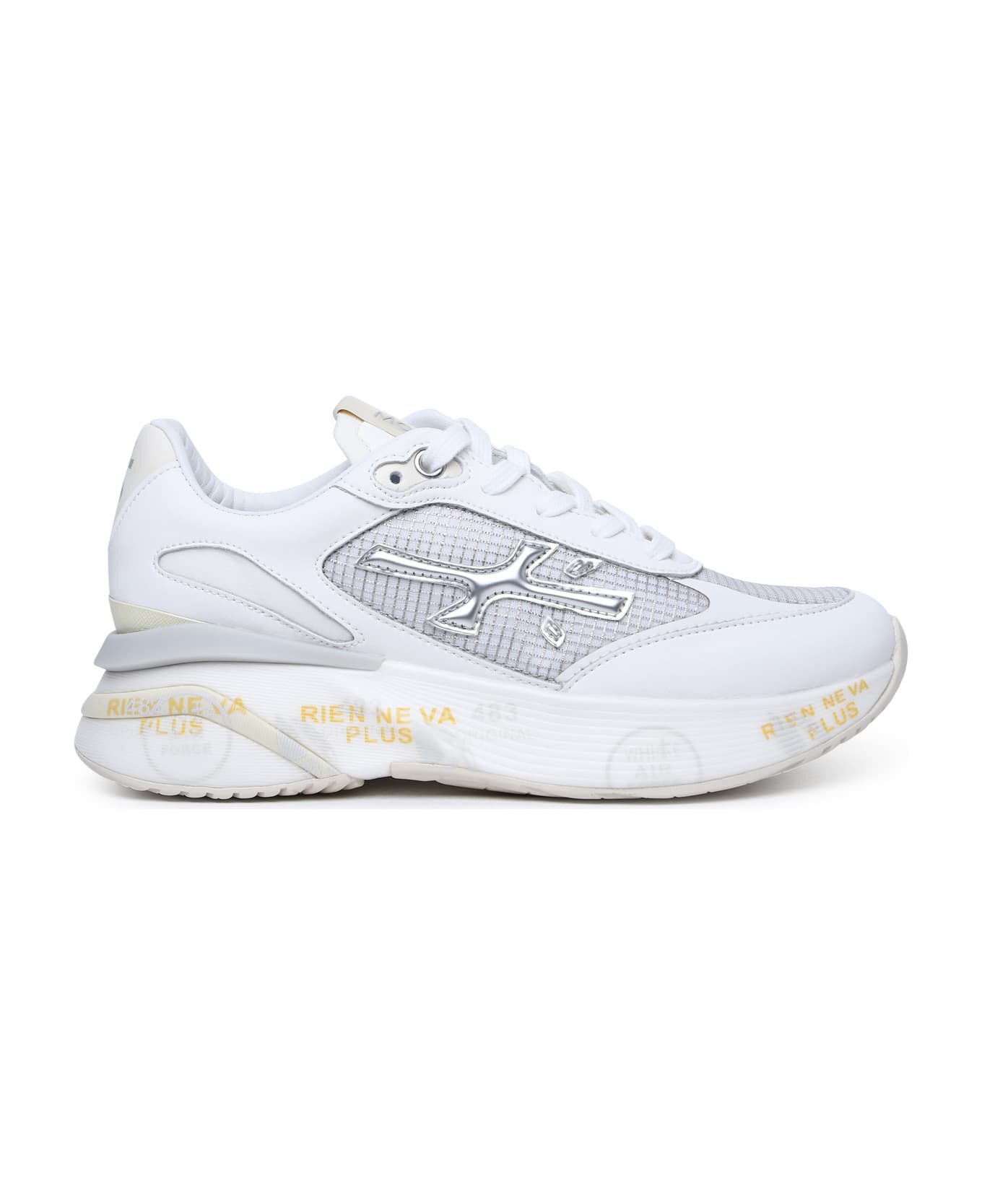 Premiata 'moerund' Sneakers In Leather And White Fabric - Bianco スニーカー