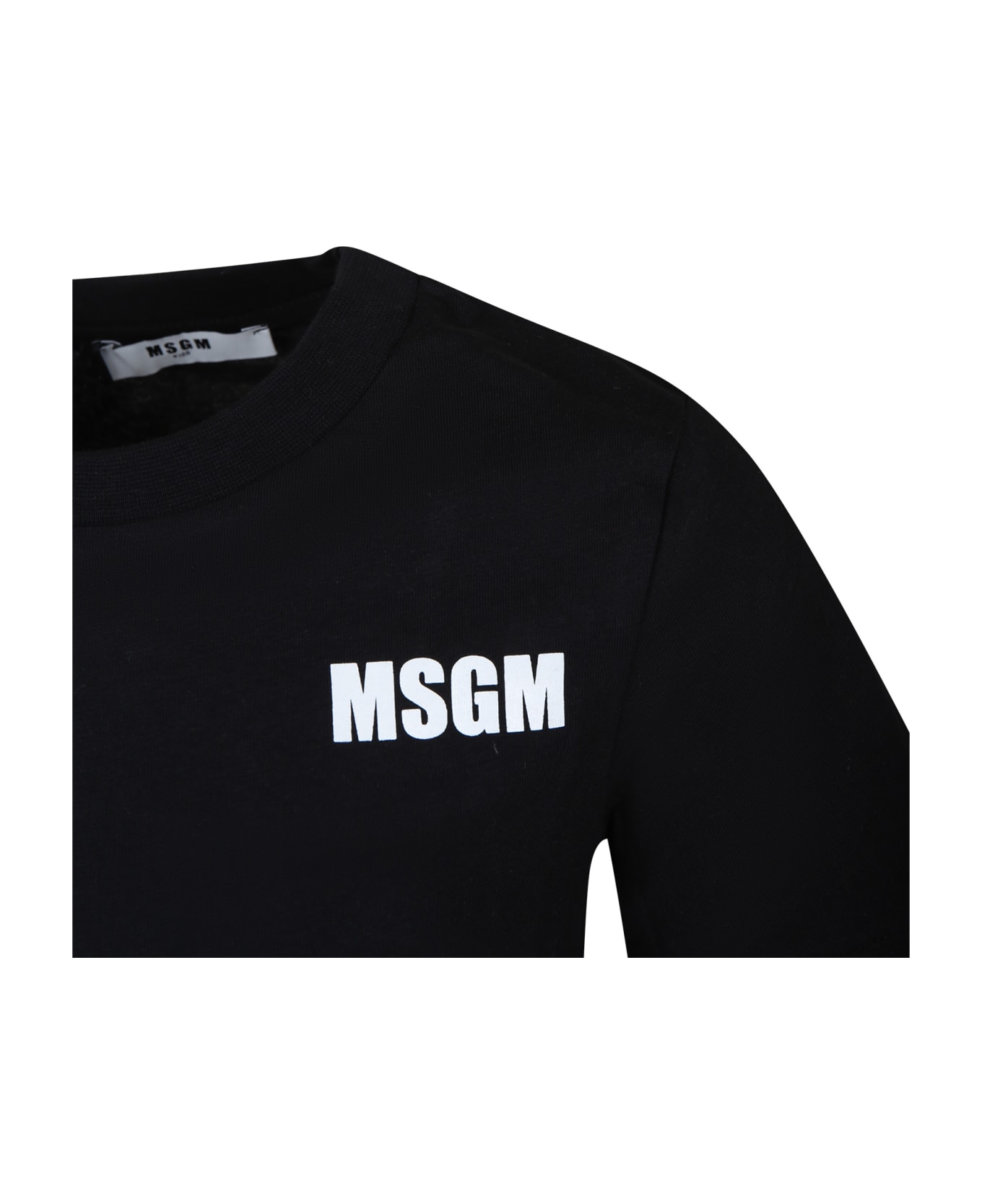 MSGM Black T-shirt For Girl With Logo - Nero