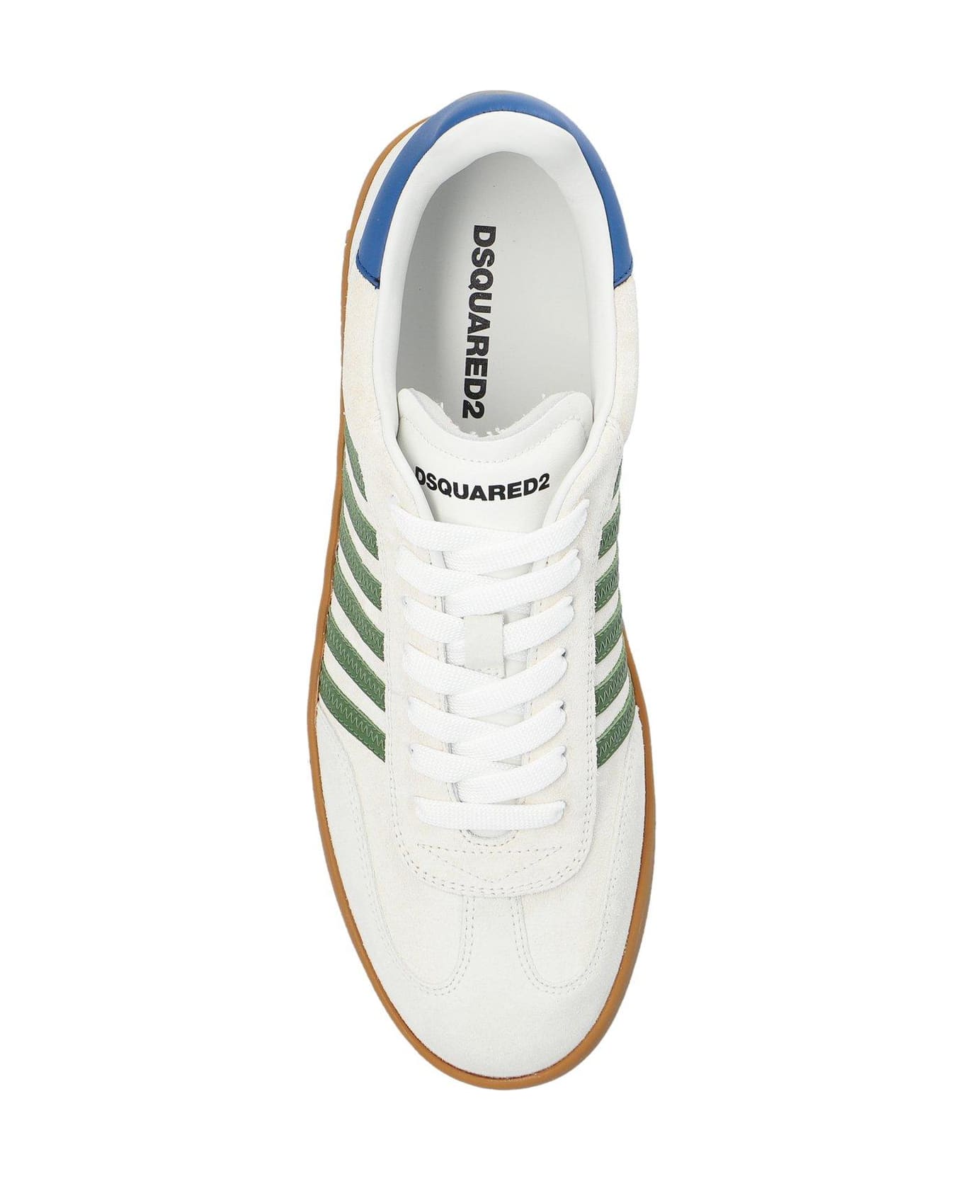 Dsquared2 Stripe Pattern Low-top Sneakers - WHITEGREENLIGHTBLUE