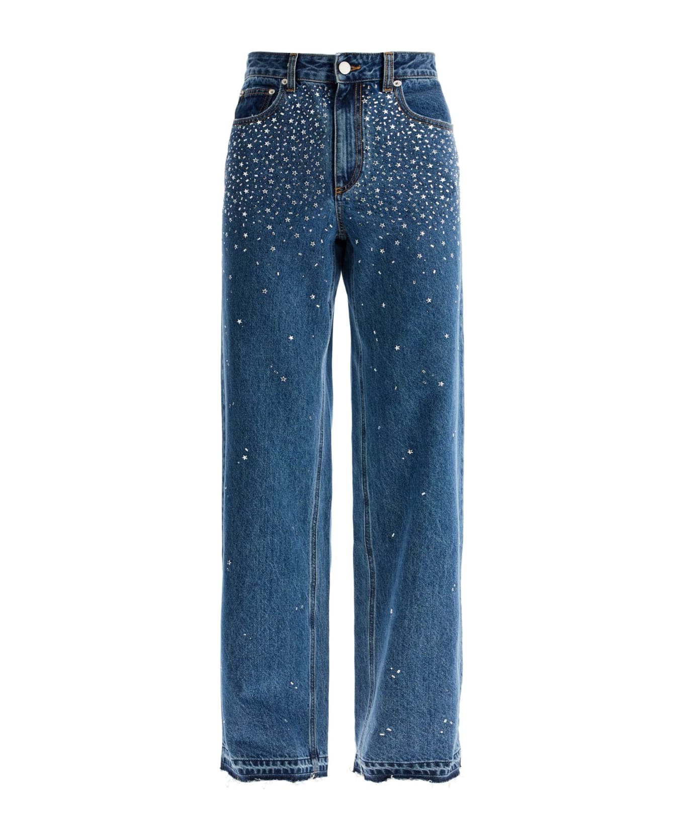 Alessandra Rich Baggy Jeans With Applique - BLUE