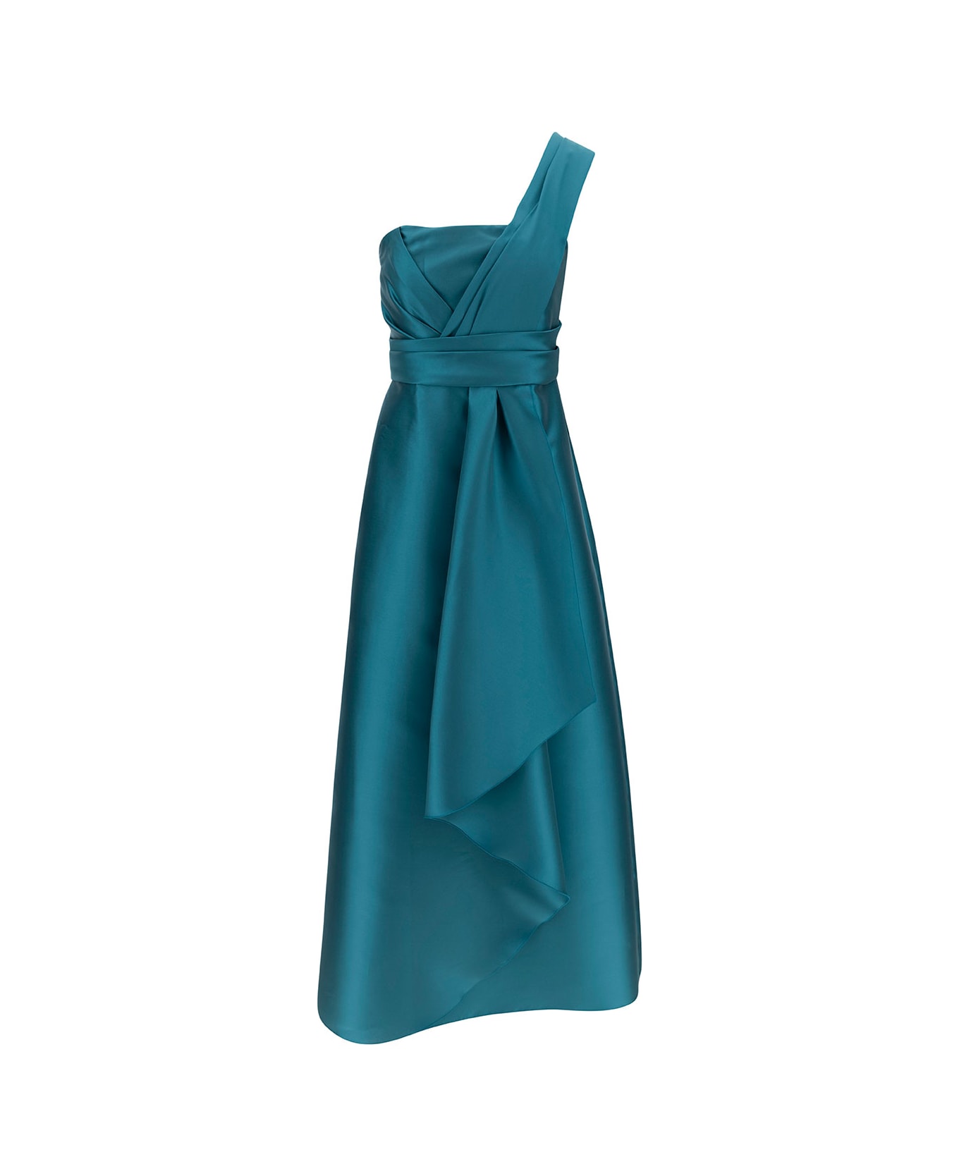 Alberta Ferretti 'mikado' Light Blue Maxi One-shoulder Draped Dress In Satin Woman - Light blue