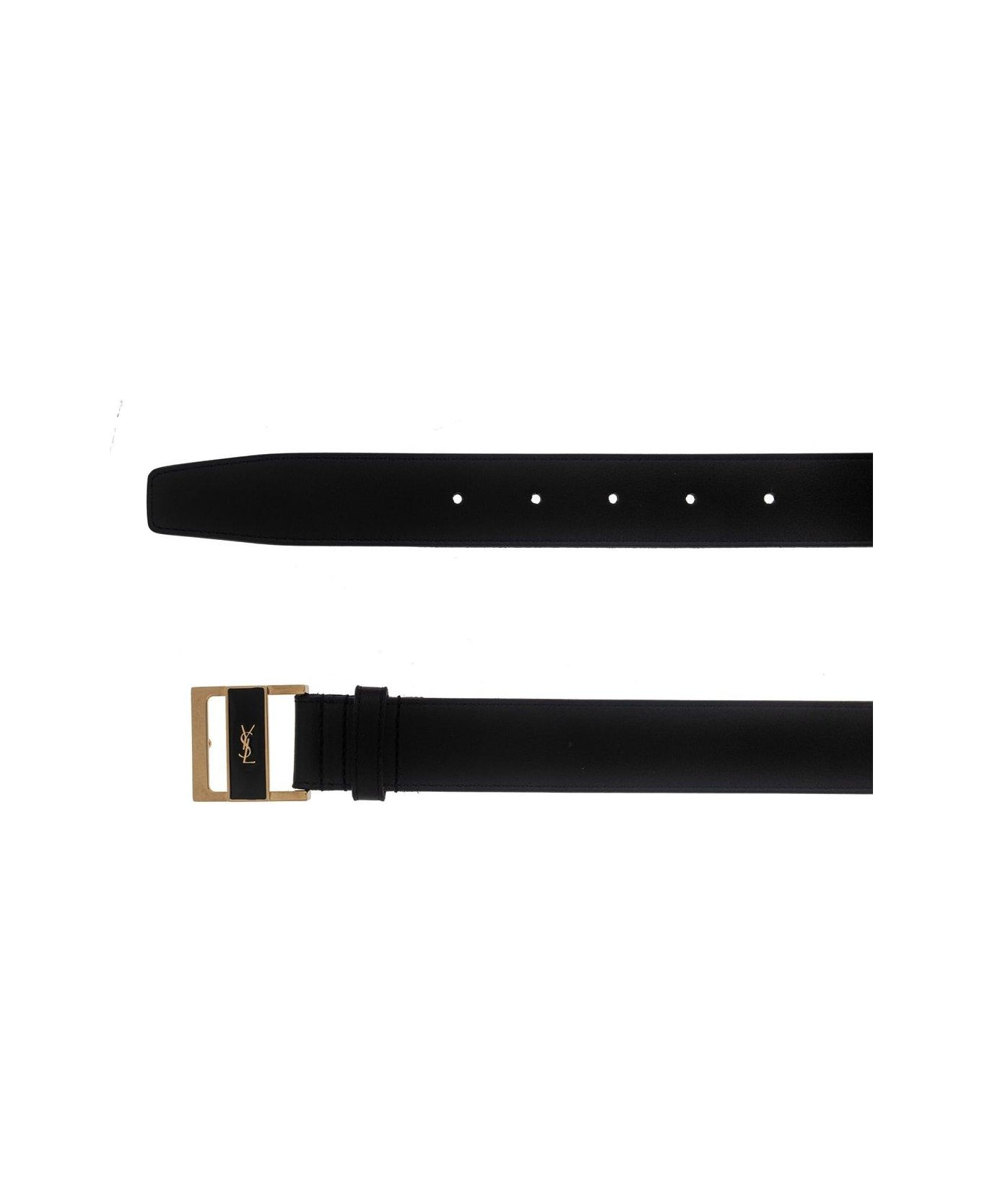 Saint Laurent Gio Logo Plaque Belt - Nero