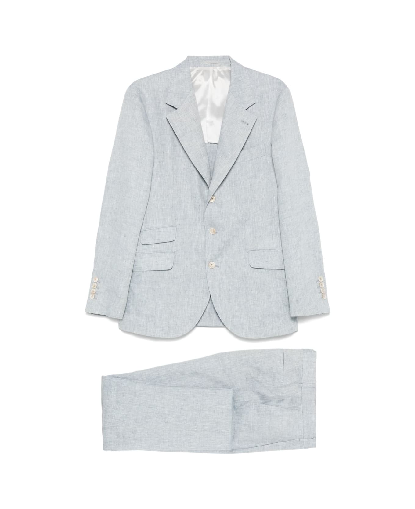 Brunello Cucinelli Linen Single-breasted Suit - Grey