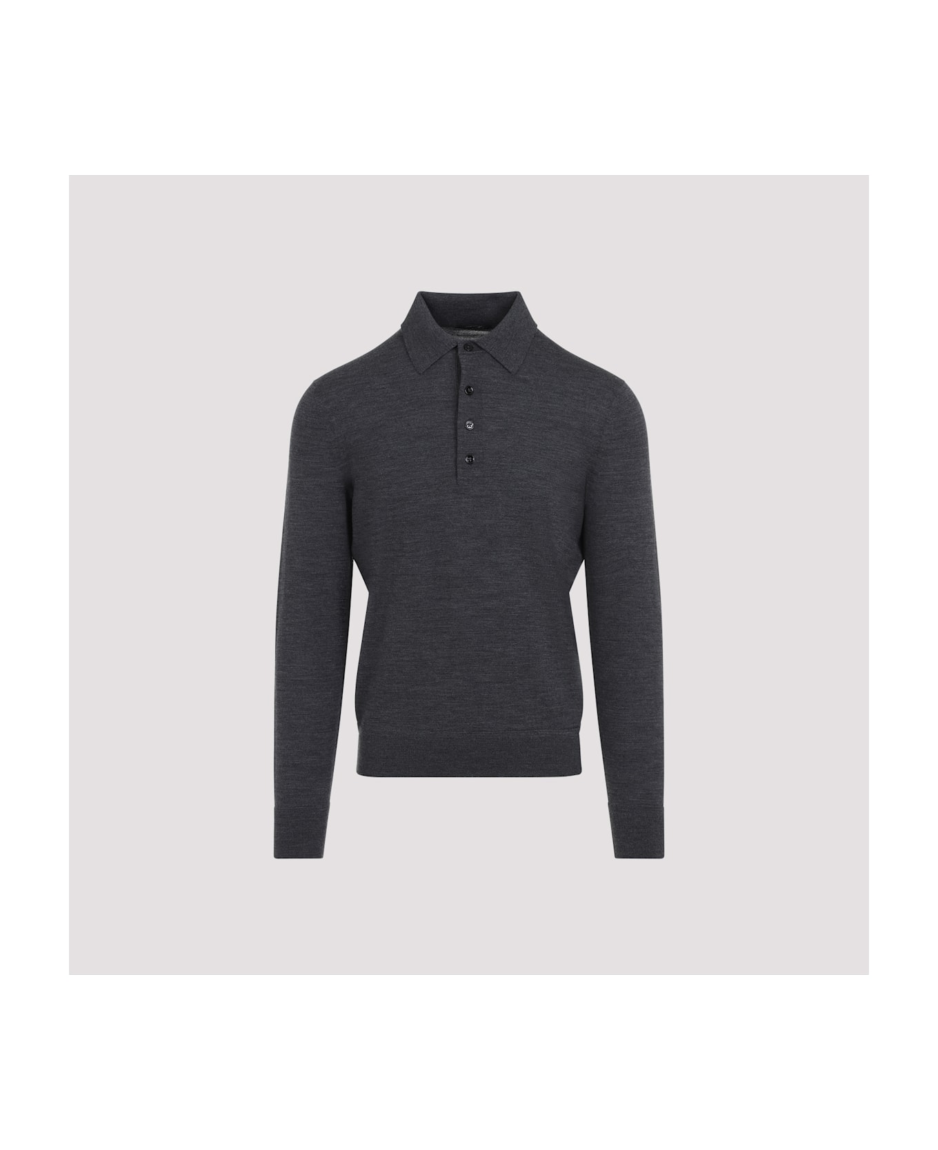 Tom Ford Wool Polo - Dark grey melange