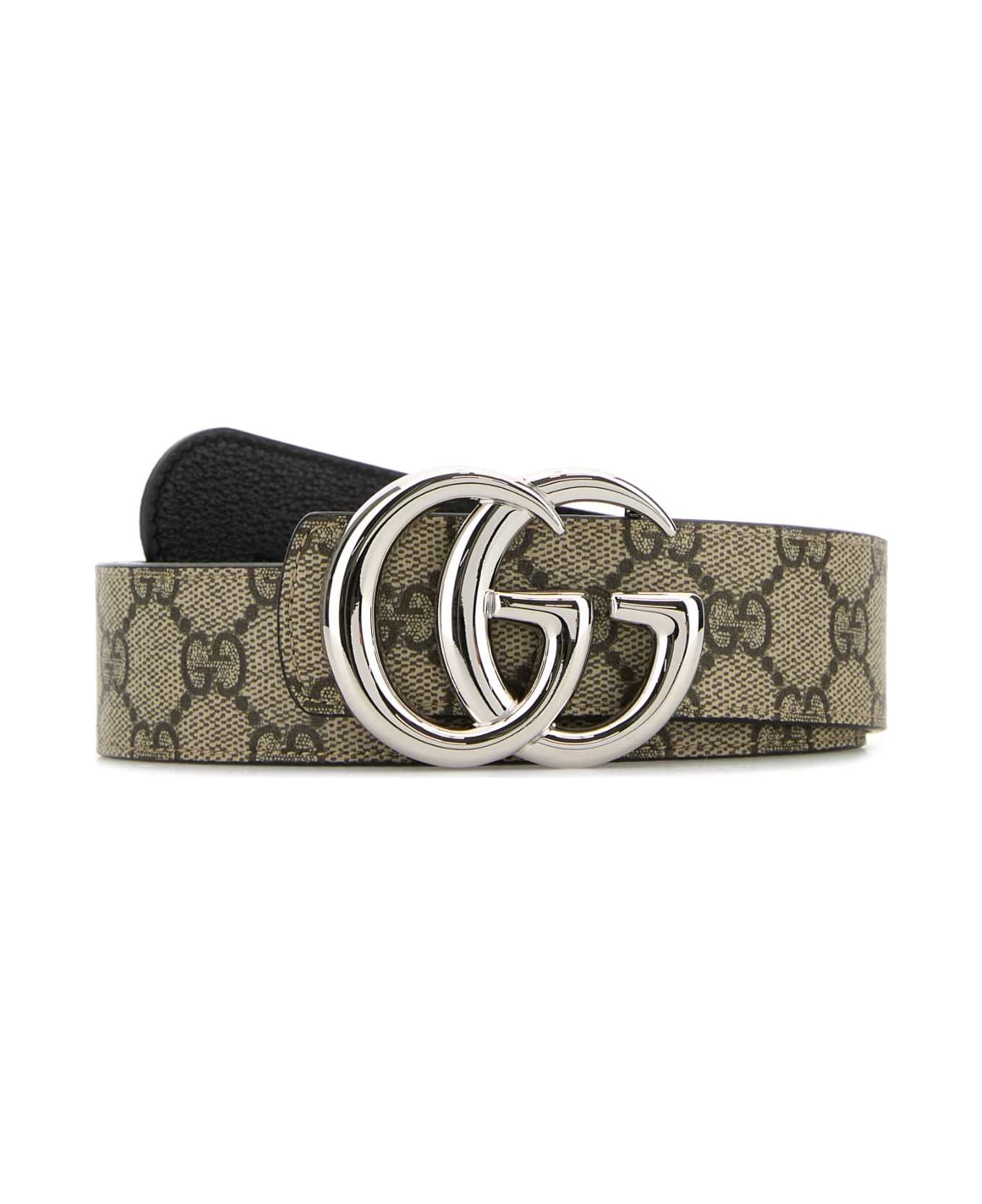 Gucci Gg Fabric Reversible Gg Marmont Belt - EBONYBLACK