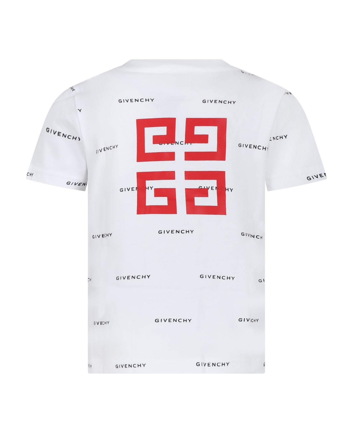 Givenchy White T-shirt For Boy With All-over Logo - Bianco e Nero