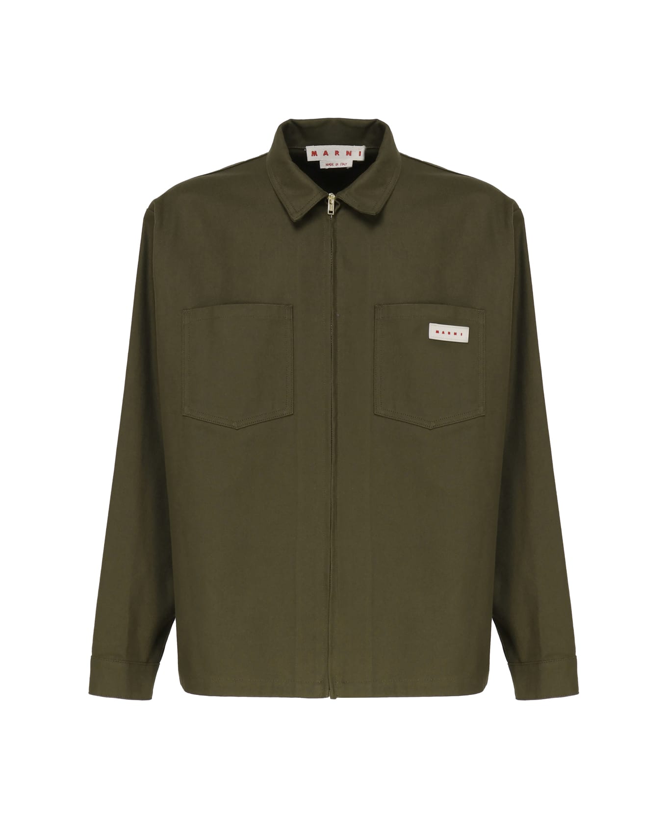 Marni Workwear Shirt In Cotton Blended - Green