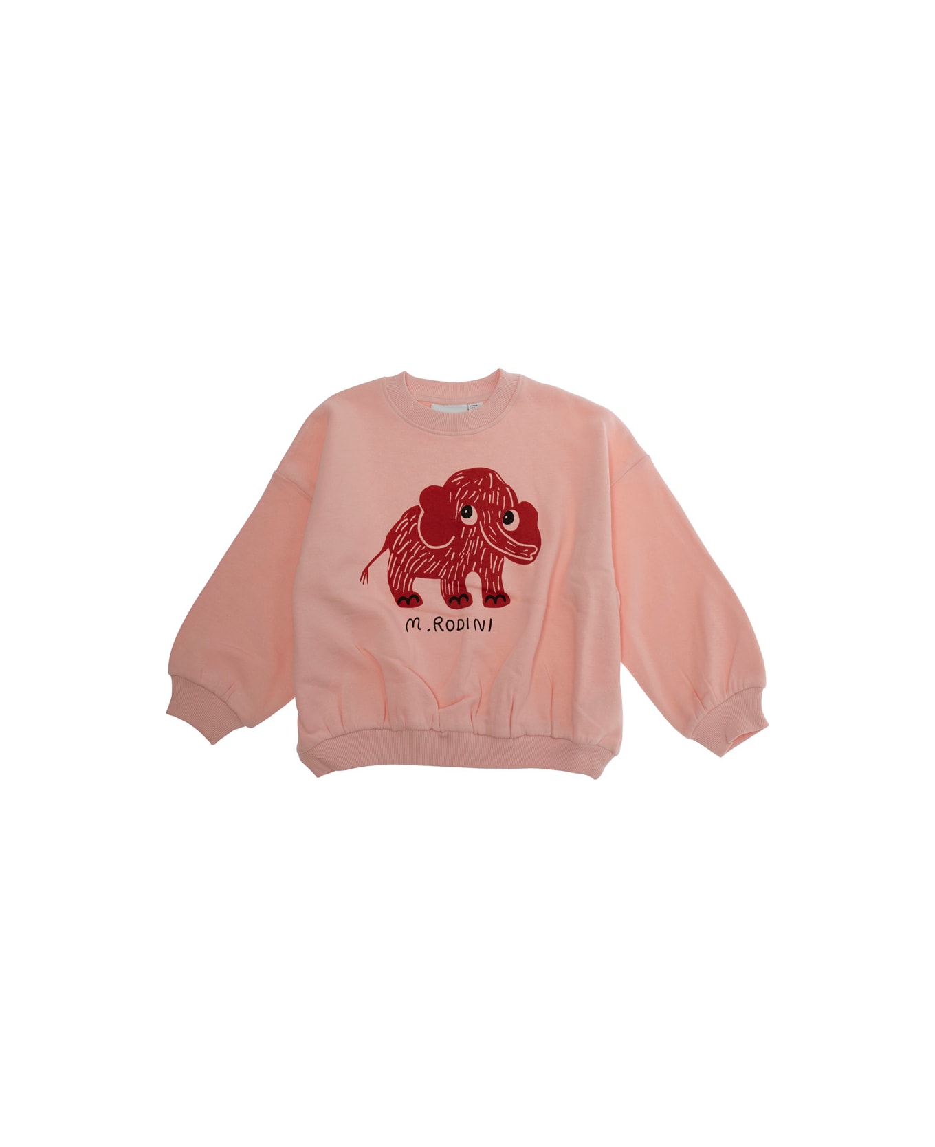 Mini Rodini Pink Crewneck Sweatshirt With Maxi Print On The Front In Cotton Baby - Pink