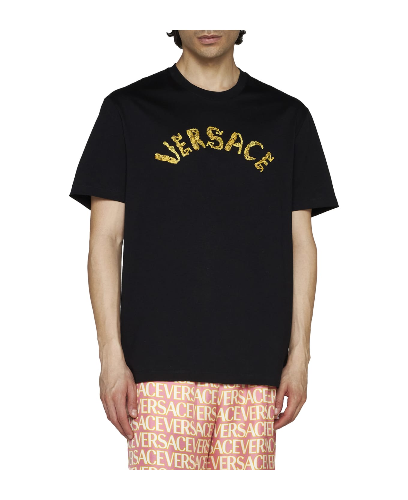 Versace Black Cotton T-shirt - black