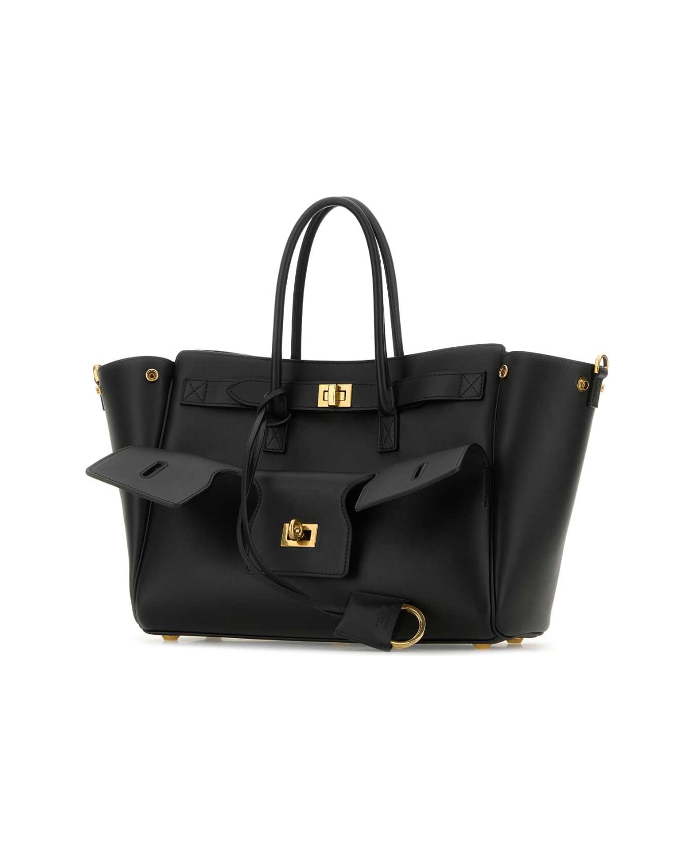 Balenciaga Black Leather Small Carry All Bel Air Shopping