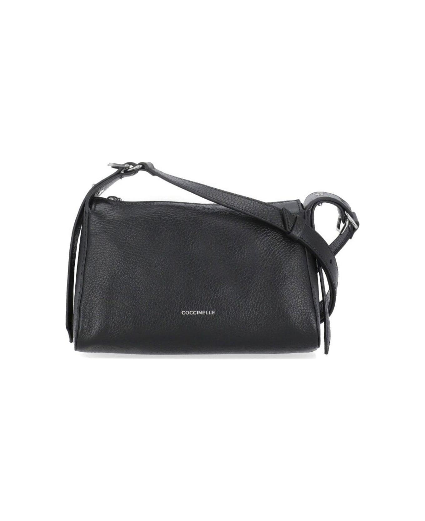 Coccinelle Logo Printed Shoulder Bag - Noir