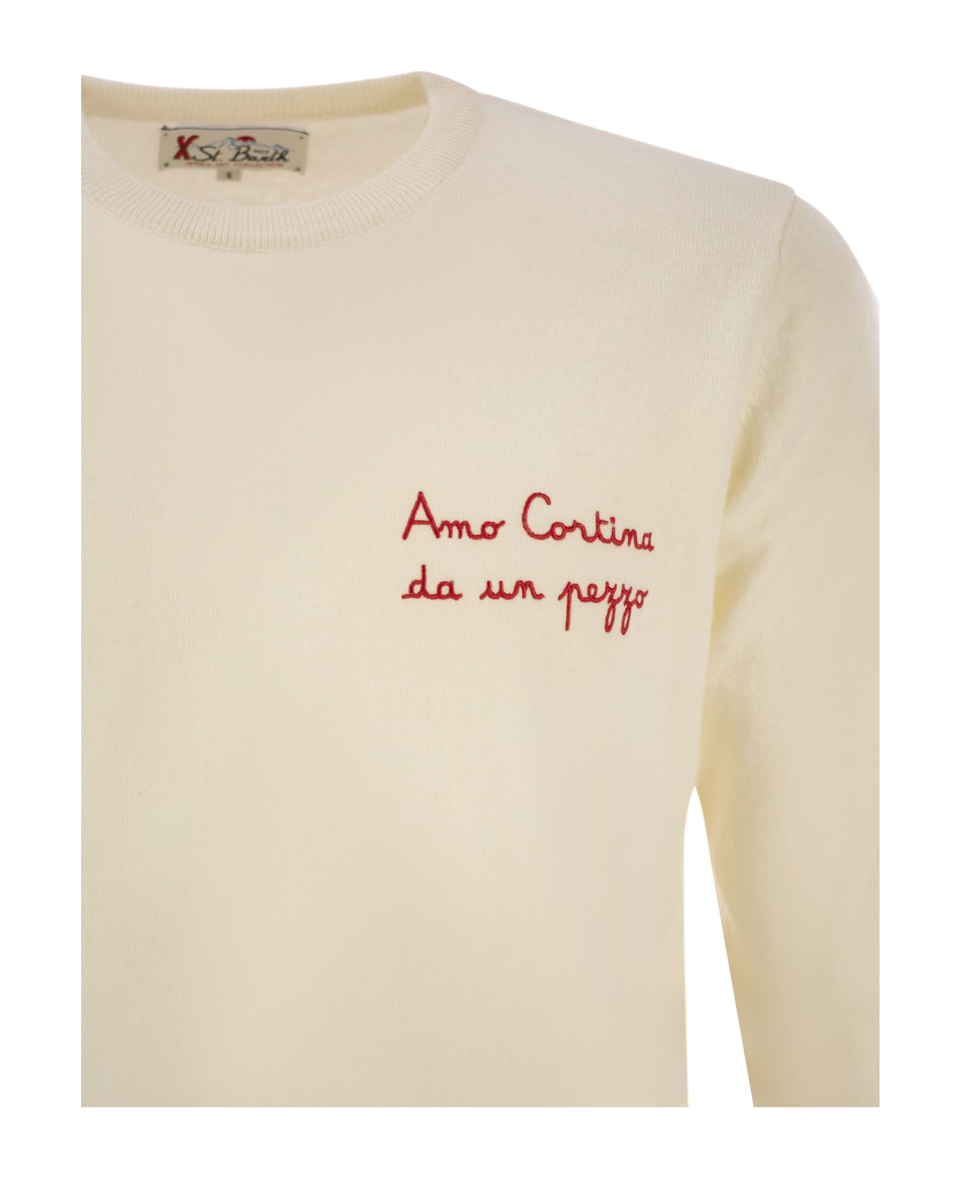 MC2 Saint Barth Amo Cortina Da Un Pezzo Sweater In Wool And Cashmere Blend - White