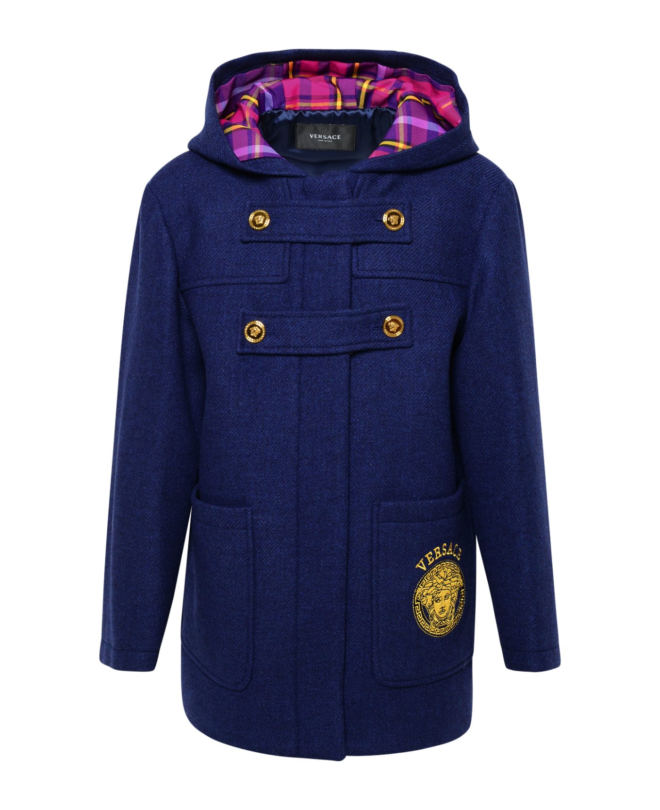 Versace Blue Wool Coat - Navy