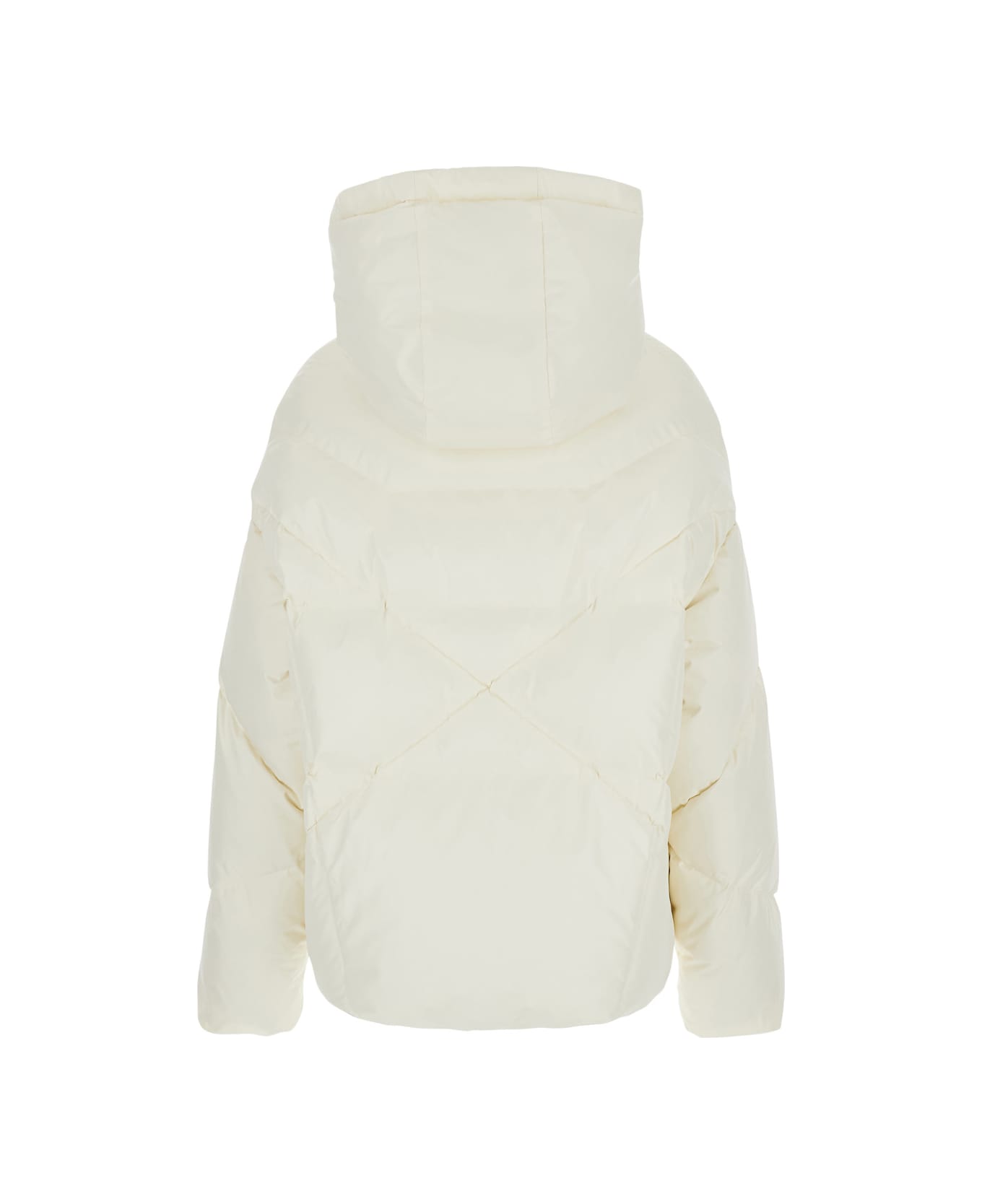 Khrisjoy White Down Jacket With Branded Drawstring In In Tech Fabric Woman - White