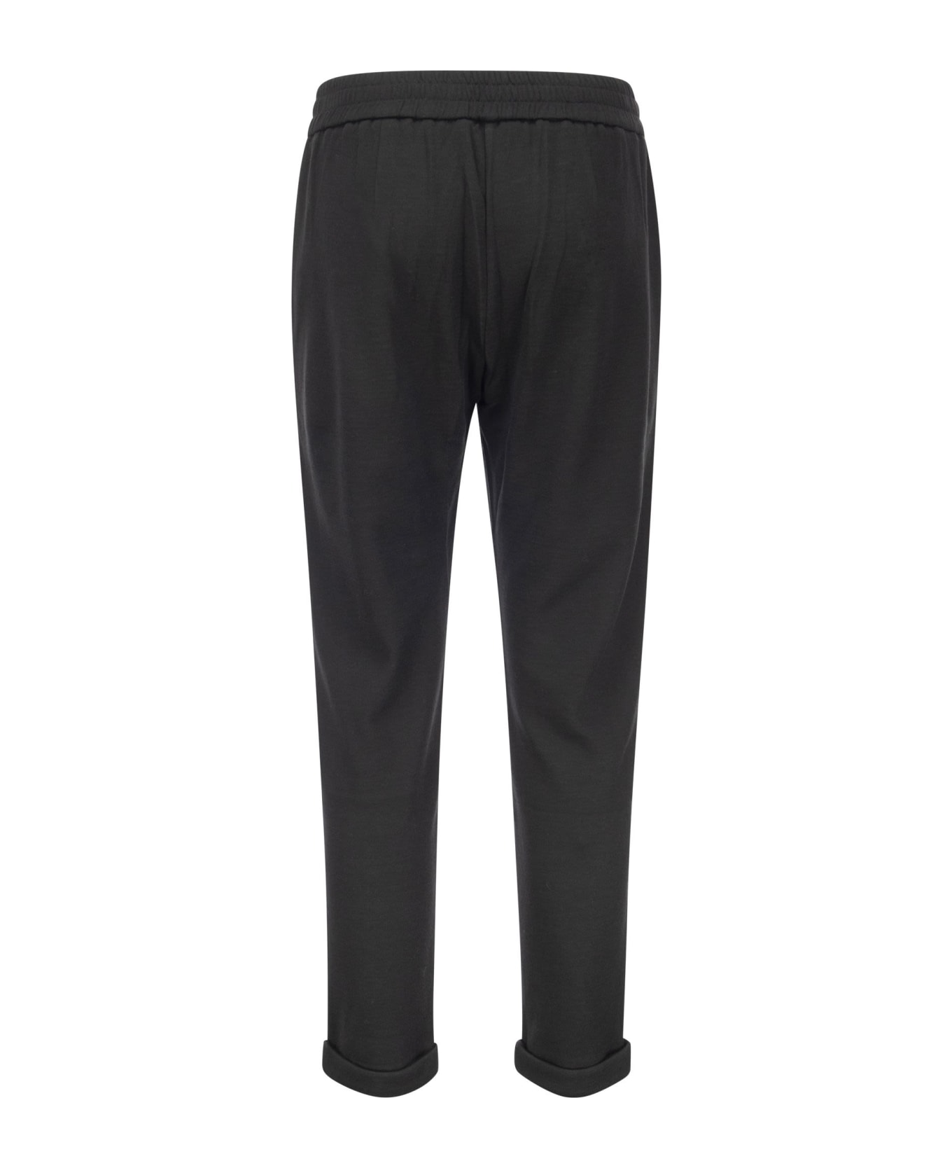 Brunello Cucinelli Cotton-silk Fleece Trousers - Black スウェットパンツ