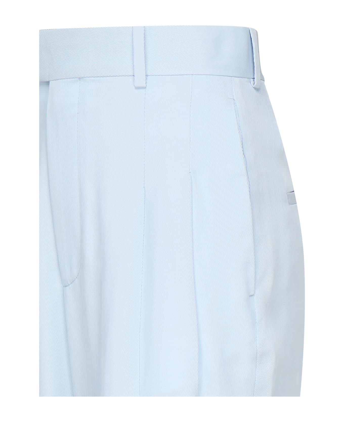 Bottega Veneta Silk And Viscose Twill Trousers - Blue