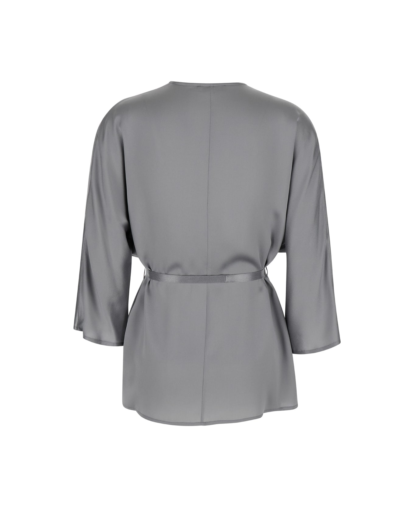 Antonelli Gray 'bella Donna' Kimono With Waistband Closure In Technical Fabric Woman - Grey ブラウス