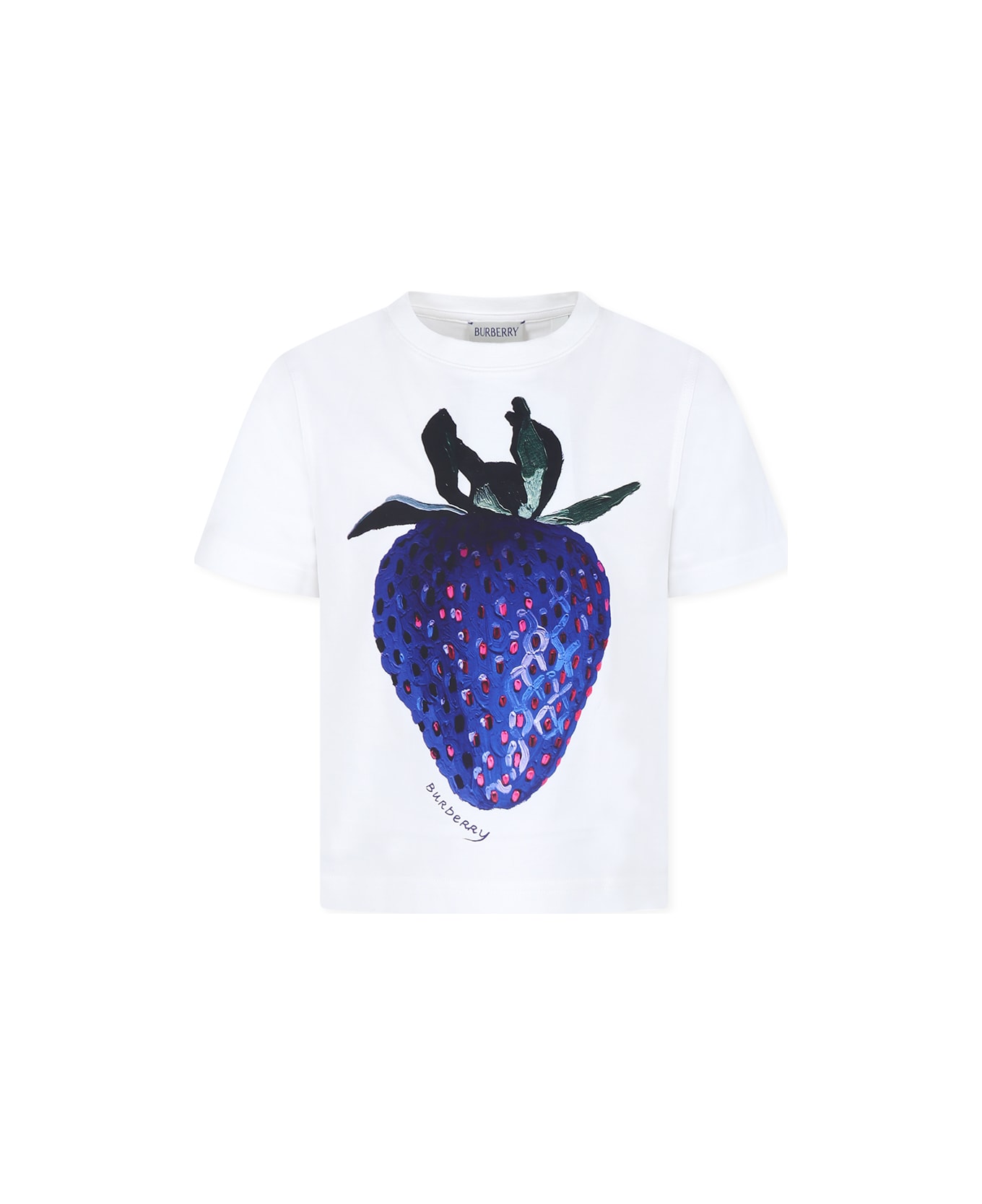 Burberry White T-shirt For Girl With Strawberry - White