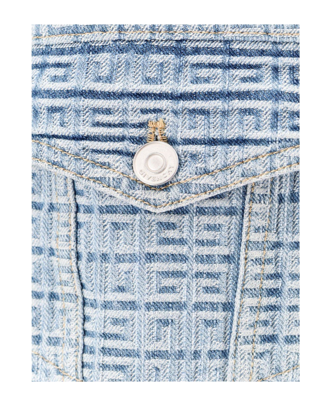 Givenchy 4g Denim Button-up Vest - Blue