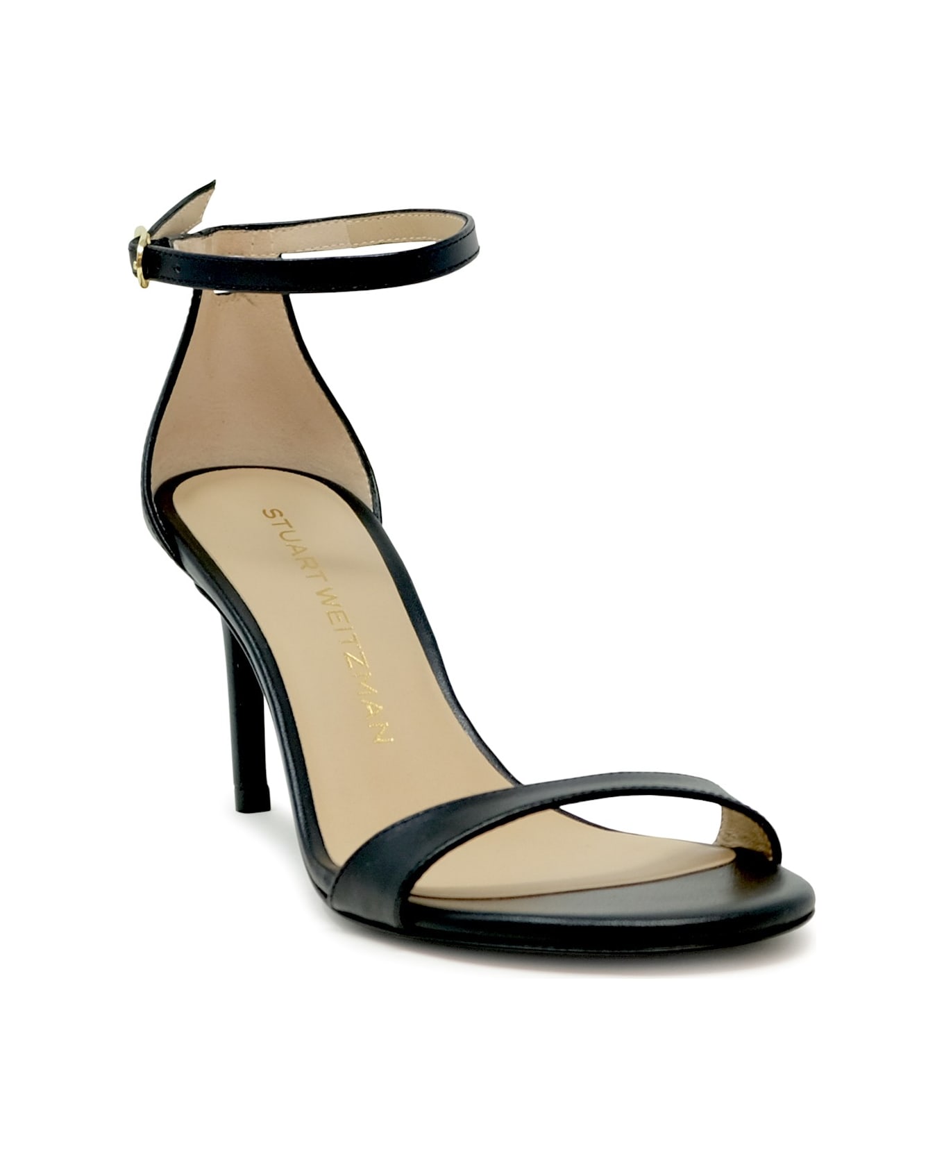 Stuart Weitzman Sk306 Black Leather Nudist Ii 75 Sandals - BLACK