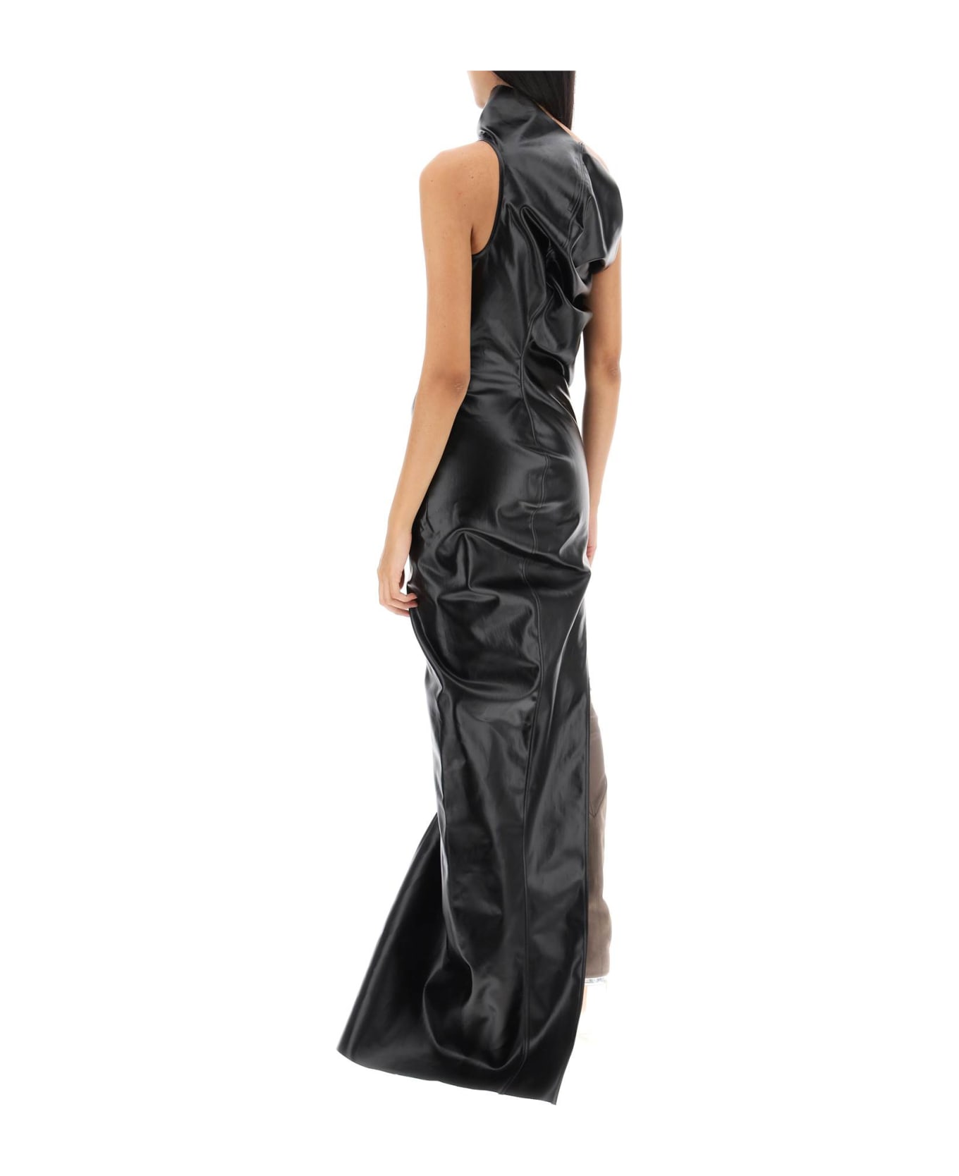 Rick Owens Athena Maxi Dress In Laquered Denim - BLACK (Black) ワンピース＆ドレス