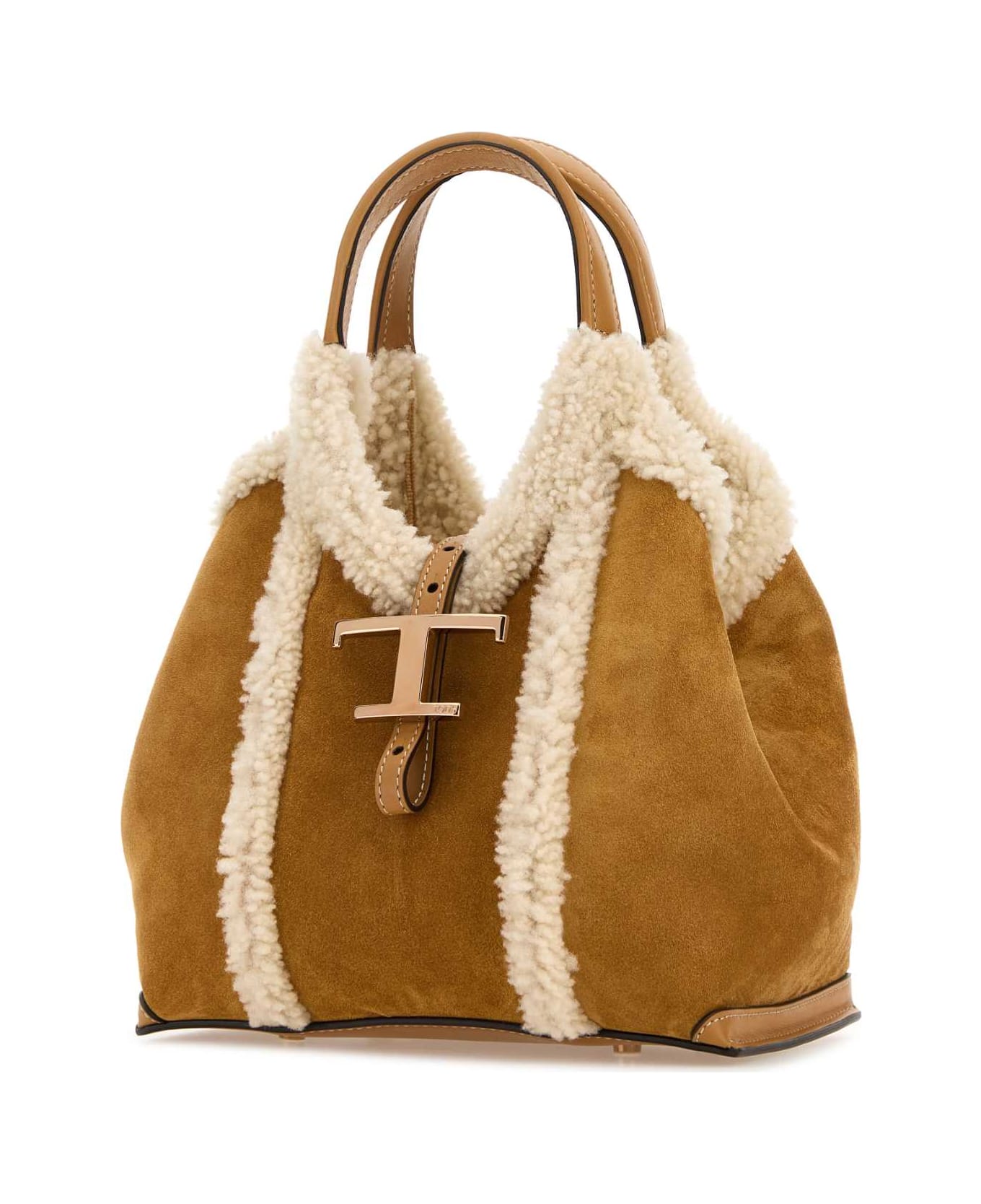 Tod's Beige Suede T Timeless Handbag - 4L56