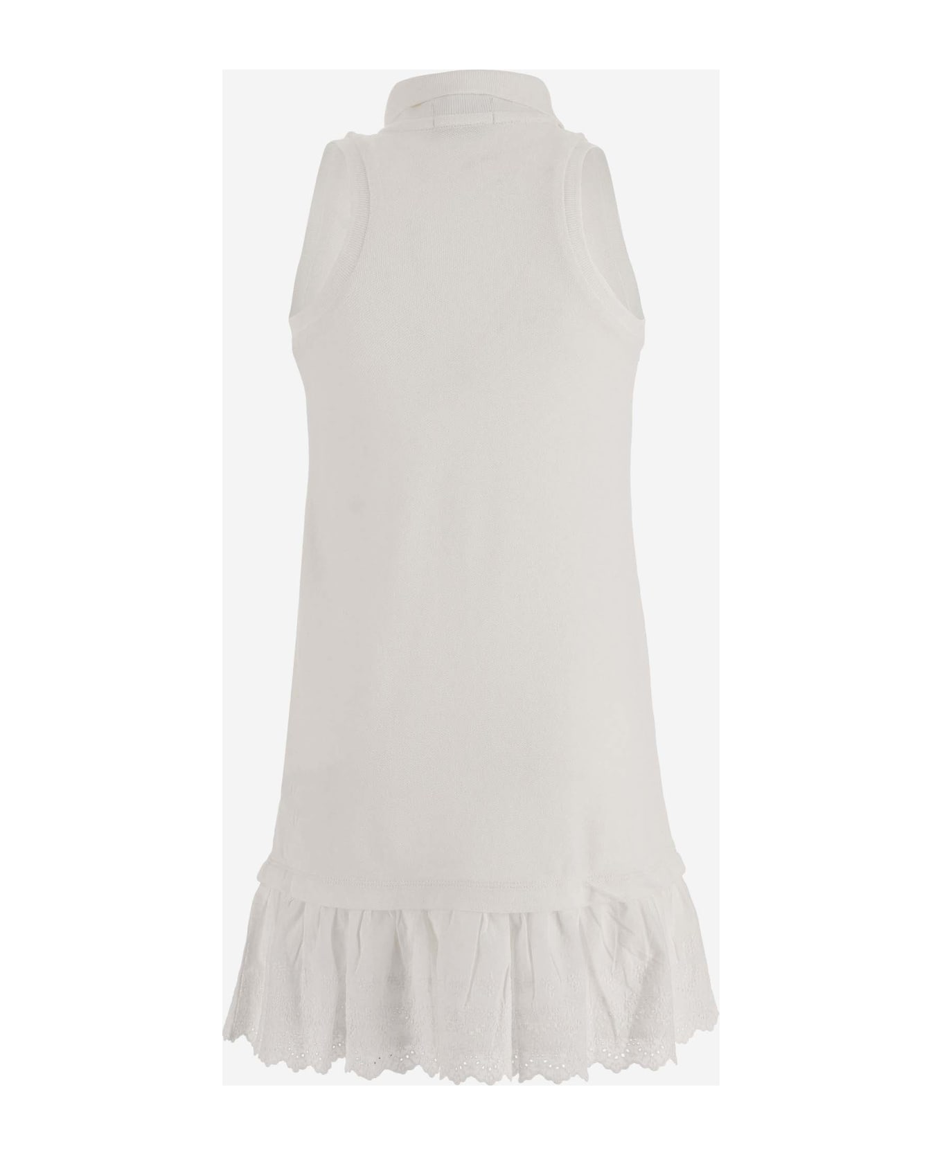 Polo Ralph Lauren Stretch Cotton Dress With Logo - White ワンピース＆ドレス