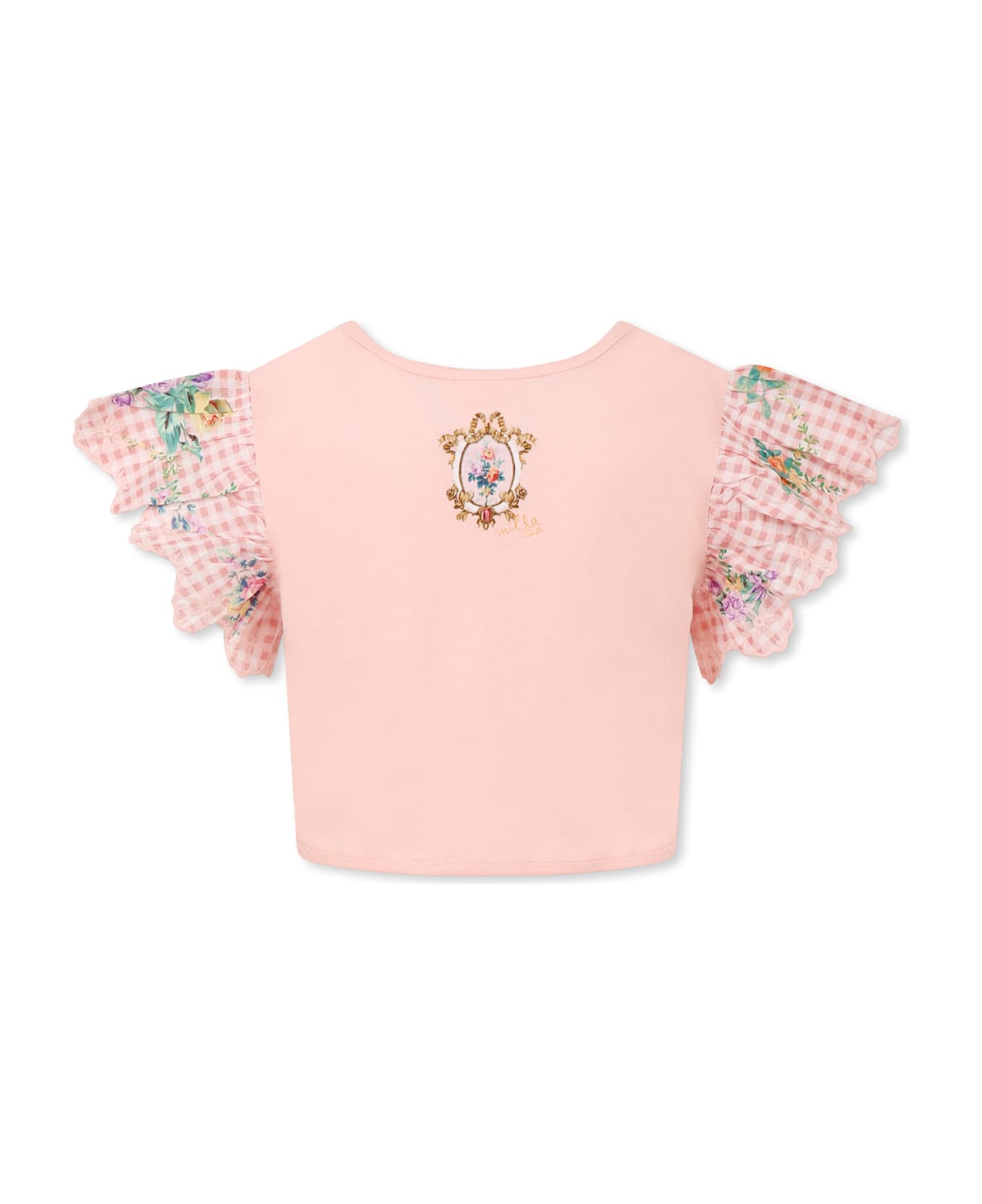 Camilla Pink Crop T-shirt For Girl With Logo - Pink