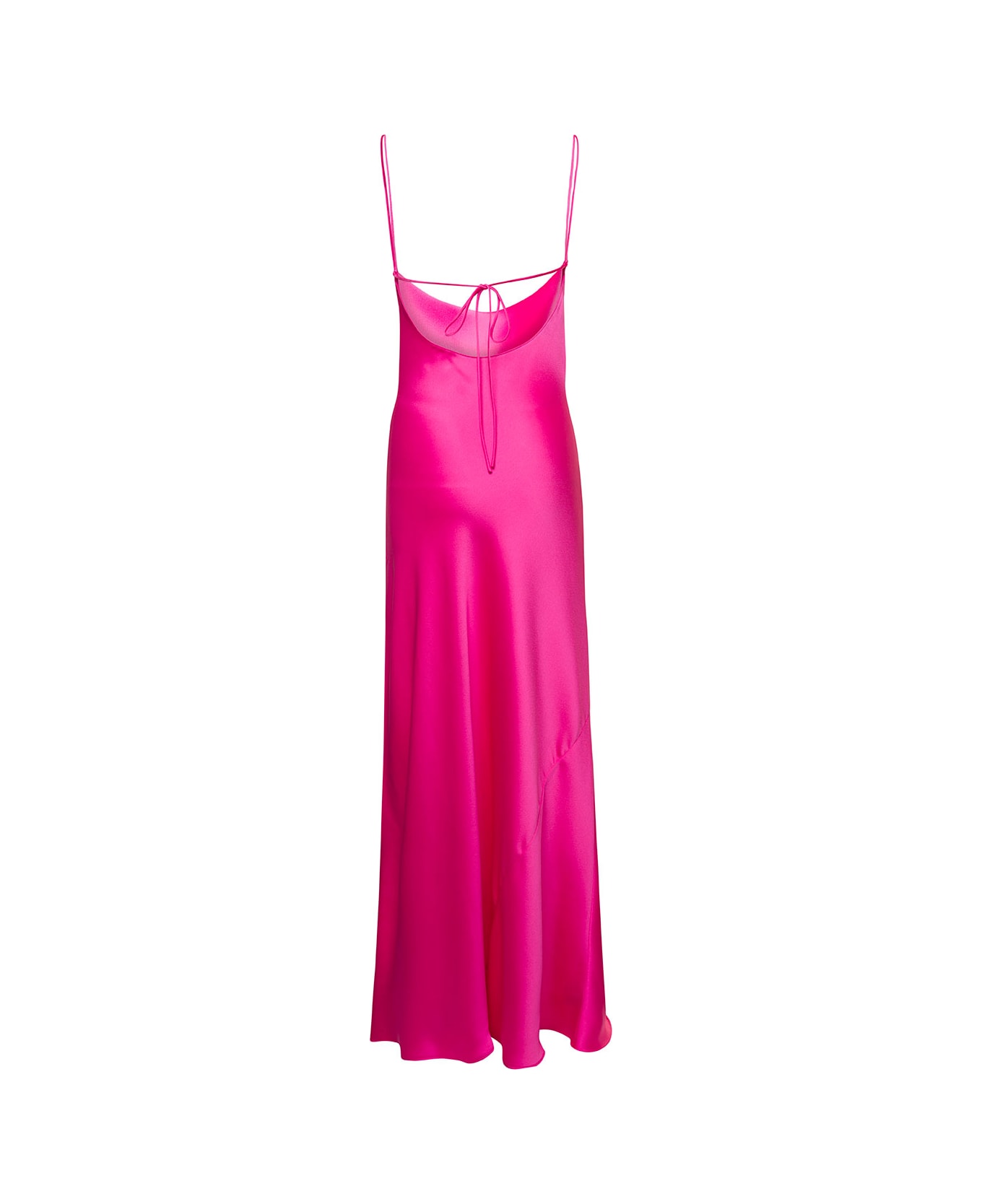 The Andamane Pink Side Slit Maxi Dress In Polyester Woman - Fuxia