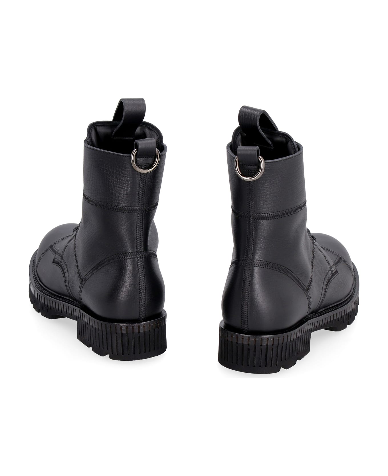 Dolce & Gabbana Leather Combat Boots - black