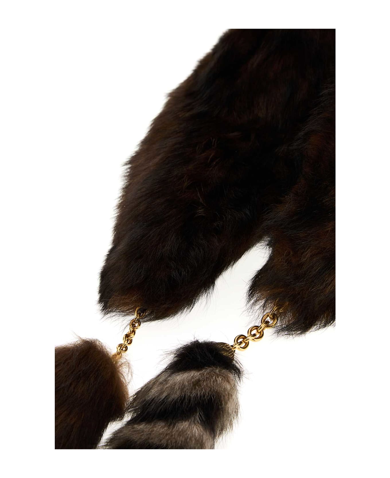 Chloé Dark Brown Shearling Scarf - BOLDBROWN