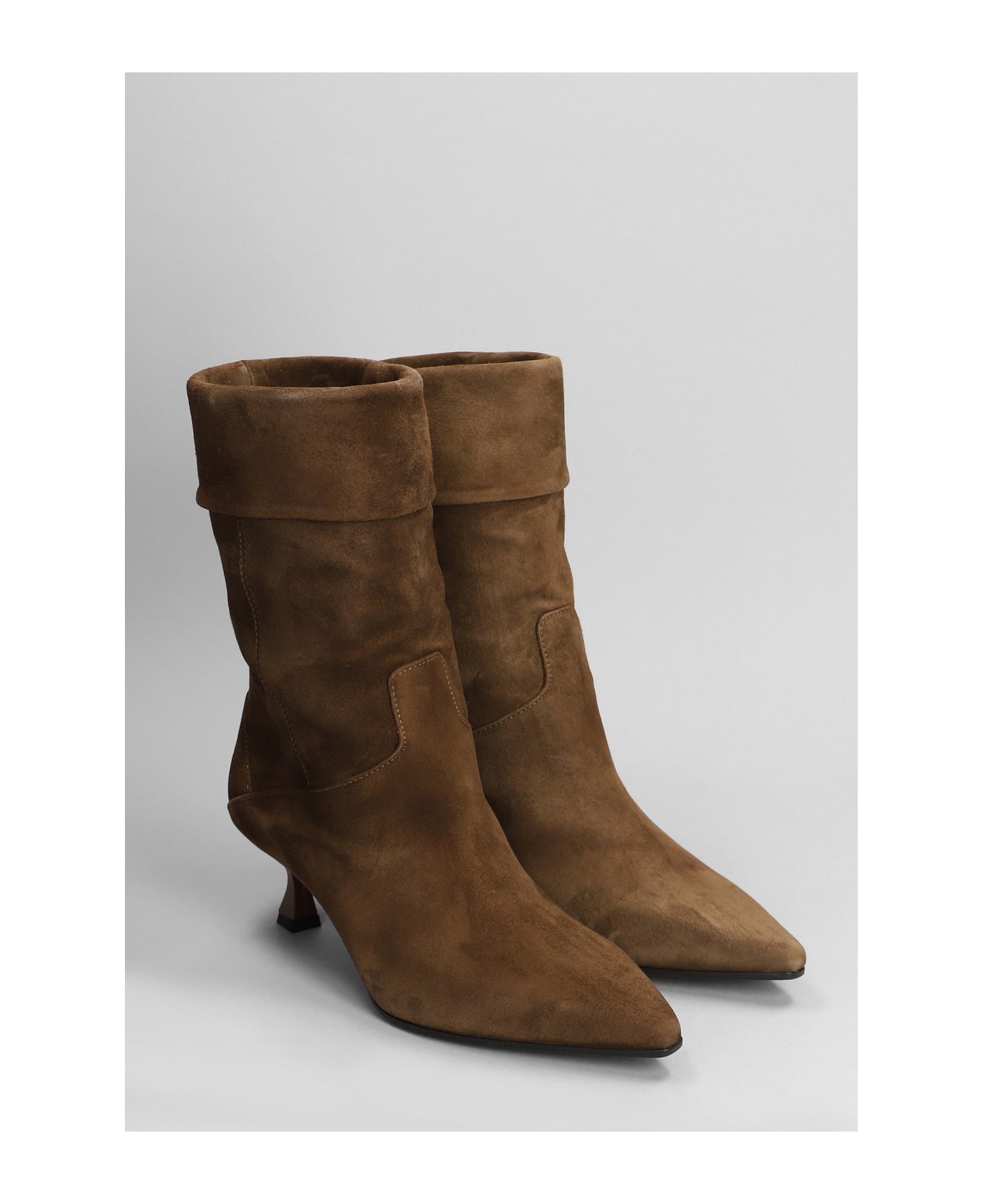 The Seller High Heels Ankle Boots In Brown Suede - brown