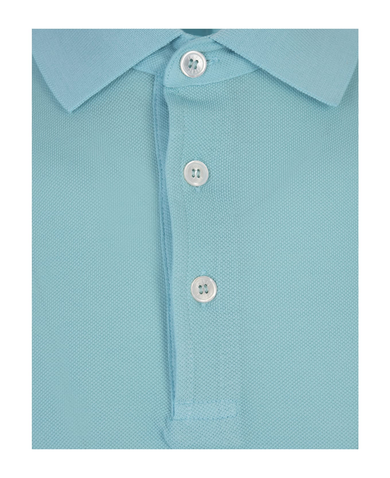 Fedeli Turquoise Light Cotton Piquet Polo Shirt - Blue ポロシャツ