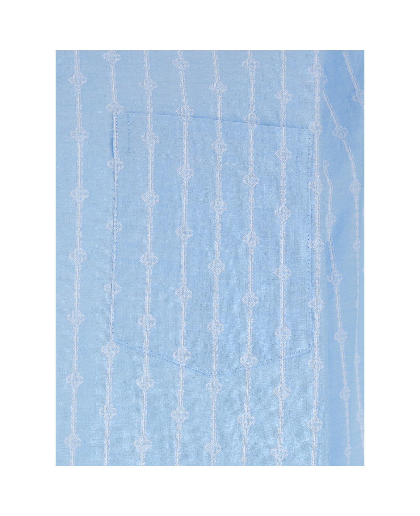 Casablanca 
laurel
 Light Blue Shirt With Pointed Collar And All-over Logo Print In Cotton Man - Light blue