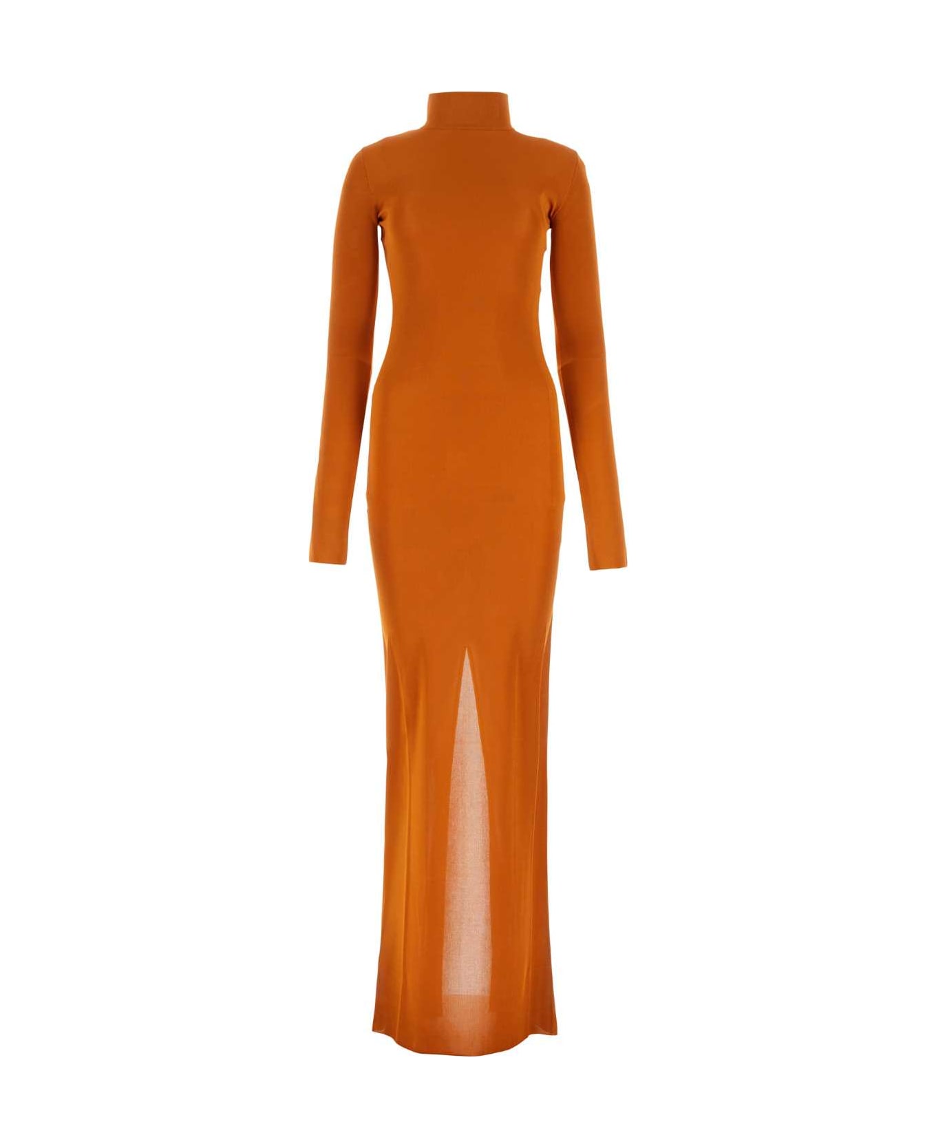 Saint Laurent Copper Viscose Long Dress - ORANGE ワンピース＆ドレス