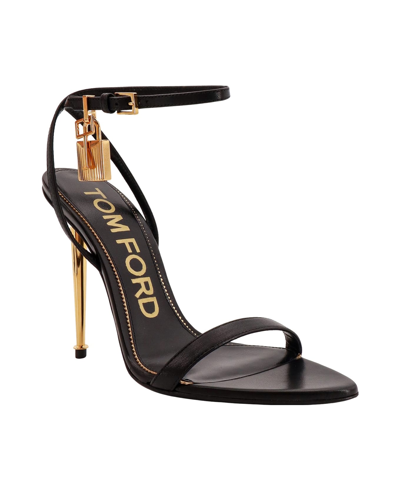 Tom Ford Leather Sandals With Logoed Padlock - Black