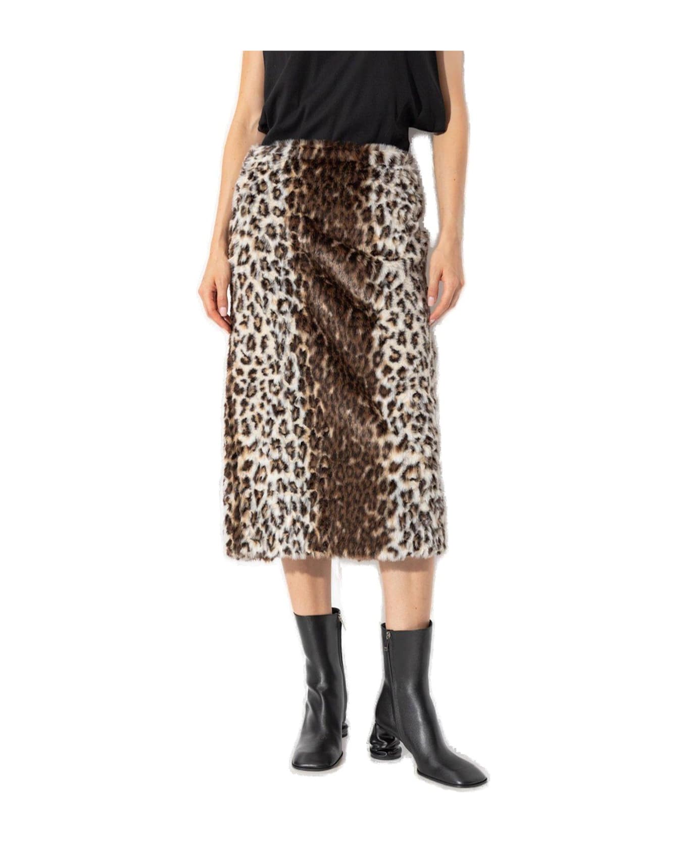 Alexander McQueen Leopard Jacquard Pencil Skirt - BROWN スカート